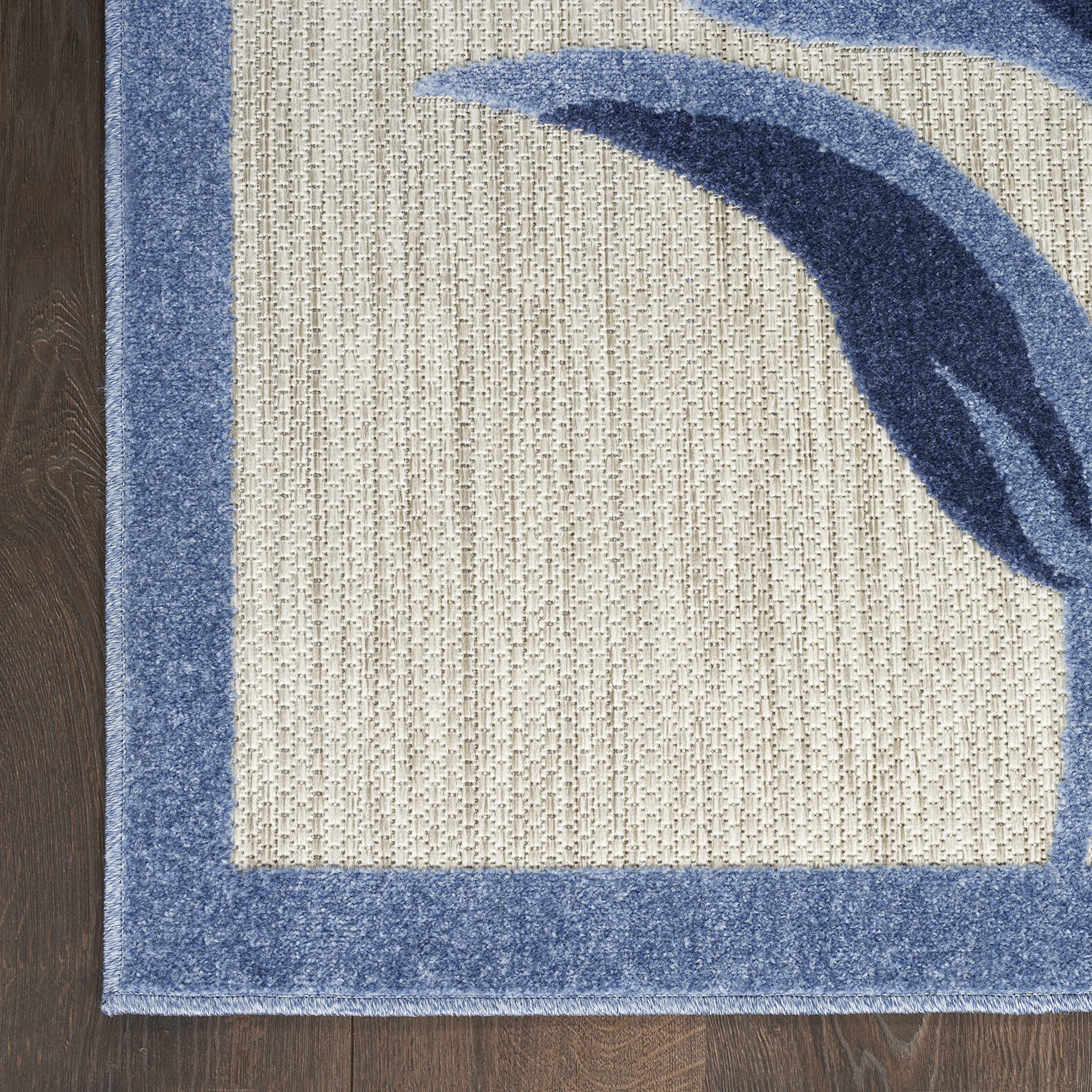 Nourison Aloha Indoor/Outdoor Blue/Grey 6' x 9' Area Rug - Easy to Clean, Non-Shedding, Stain Resistant | Perfect for Bedroom, Living Room, Dining Room & Kitchen Decor | Durable for High Traffic Areas & Pet-Friendly Homes
