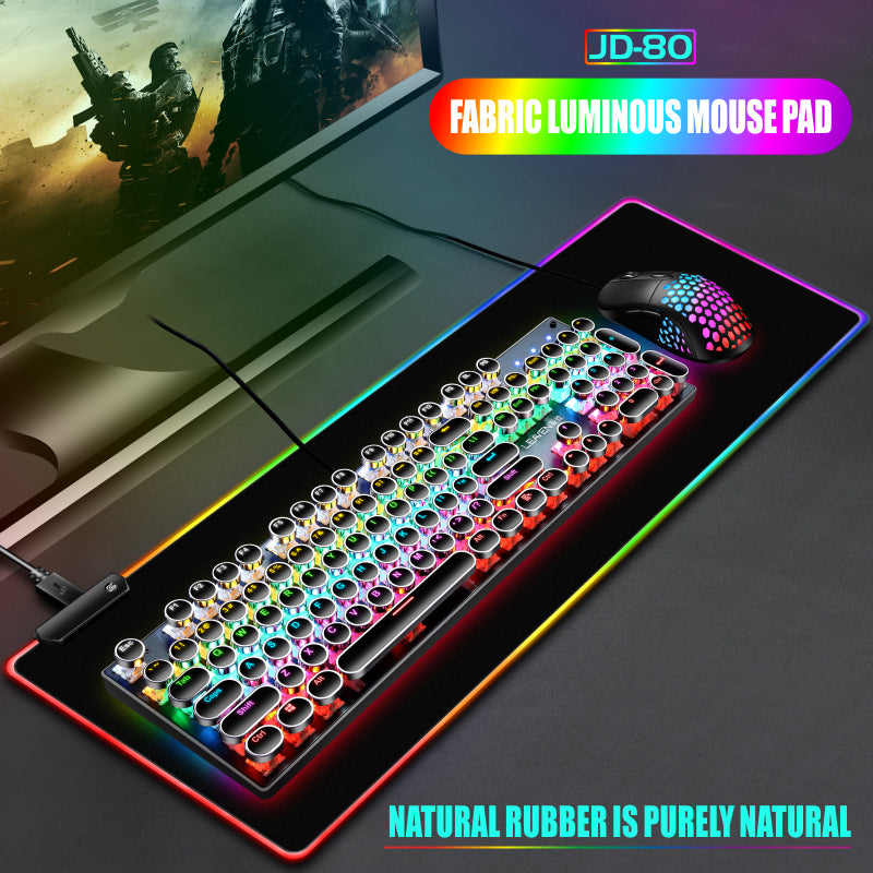 RGB LED Gaming Mouse Pad - Large Waterproof Non-Slip USB Mousepad (90x40cm/80x30cm/25x30cm) with 7 Color Lighting - Perfect for PC Gaming Setup, Office Work & Computer Desks