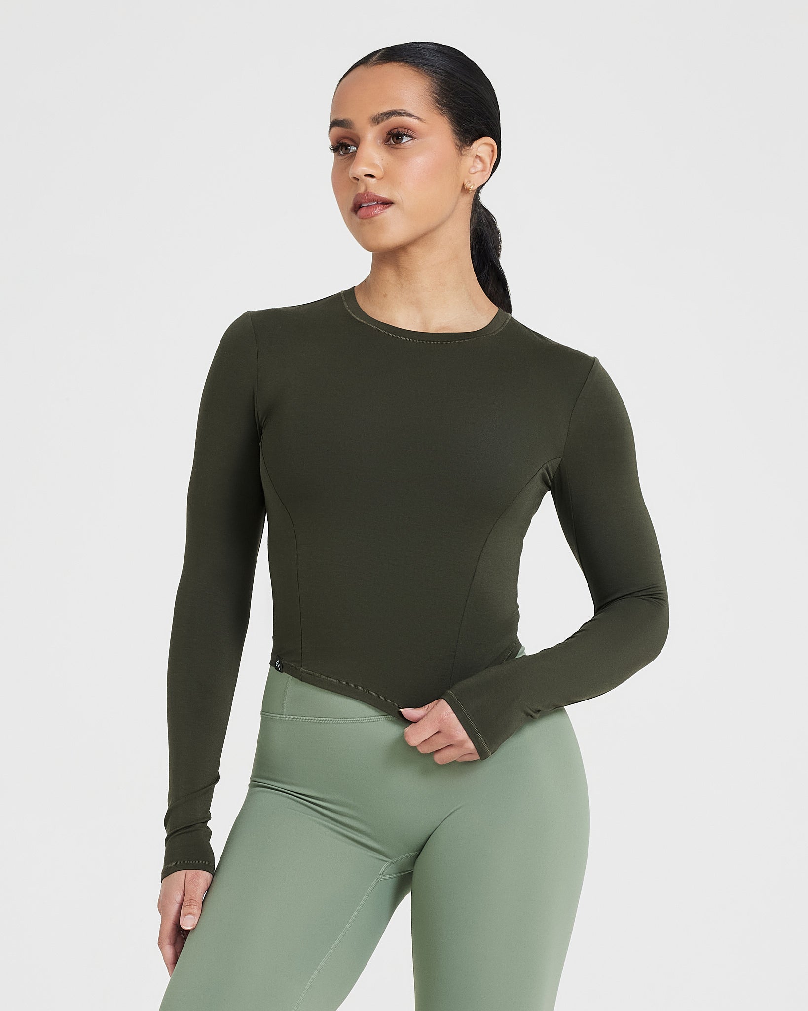 Mellow™ Soft Mid Long Sleeve Women's Tops - Comfortable Khaki Casual Shirt for Everyday Wear | Perfect for Office, Dating & Weekend Outfits