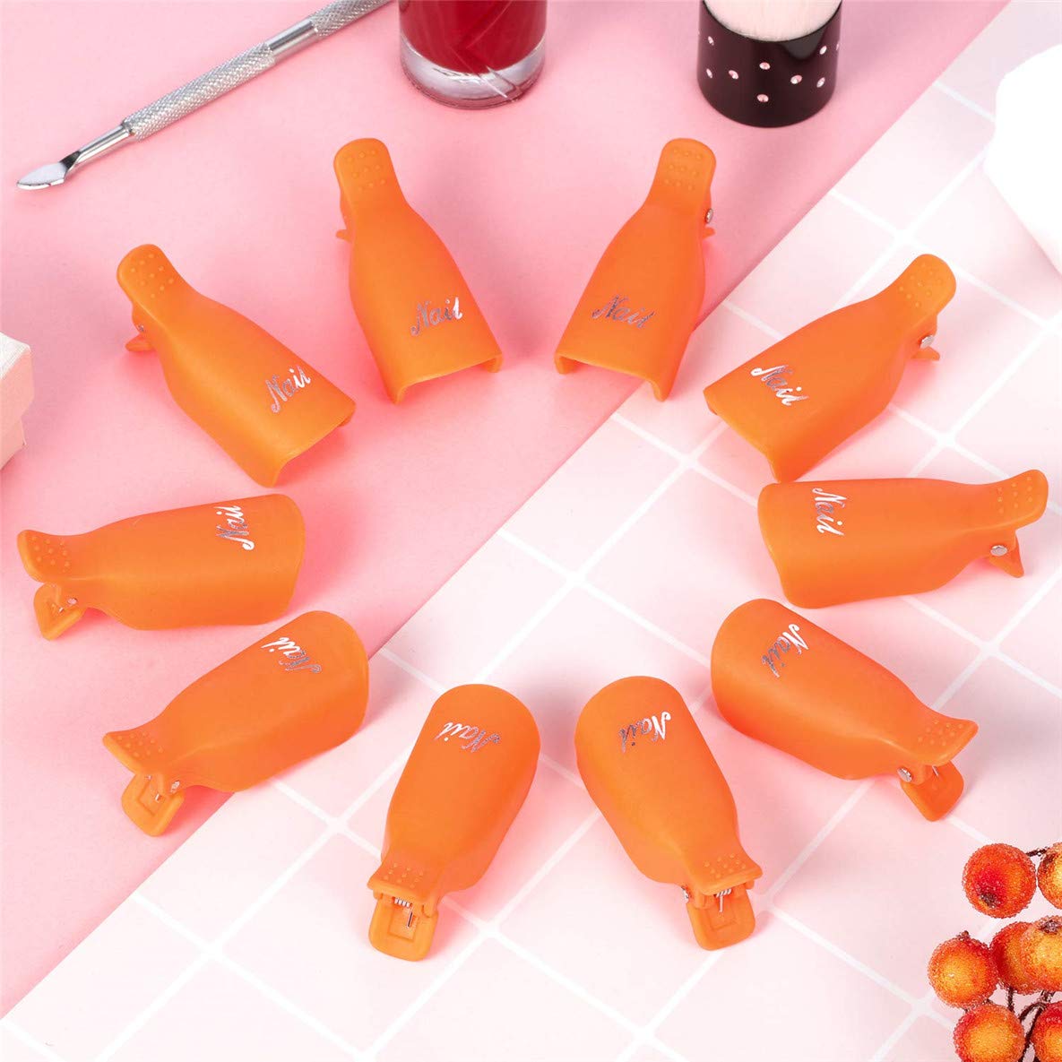 IME Nail Polish Remover Clips Set - 10pcs Orange Gel Soak Off Caps for UV Manicure, Acrylic Nails & Nail Art | Perfect for Salon & Home Nail Care