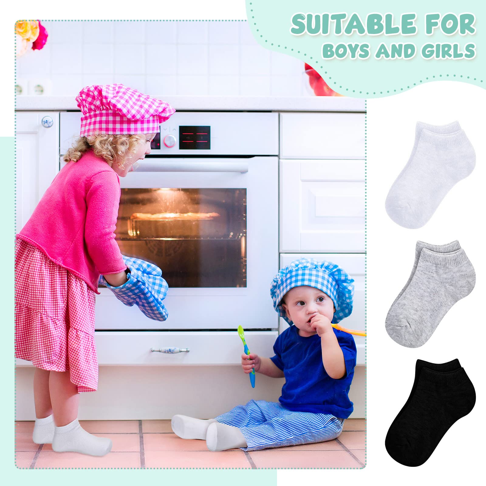 Jexine 200 Pairs Toddler Low Cut Ankle Socks - Half Cushion Breathable Baby Socks for Boys & Girls 2-4 Years - Perfect for School, Playtime & Everyday Comfort