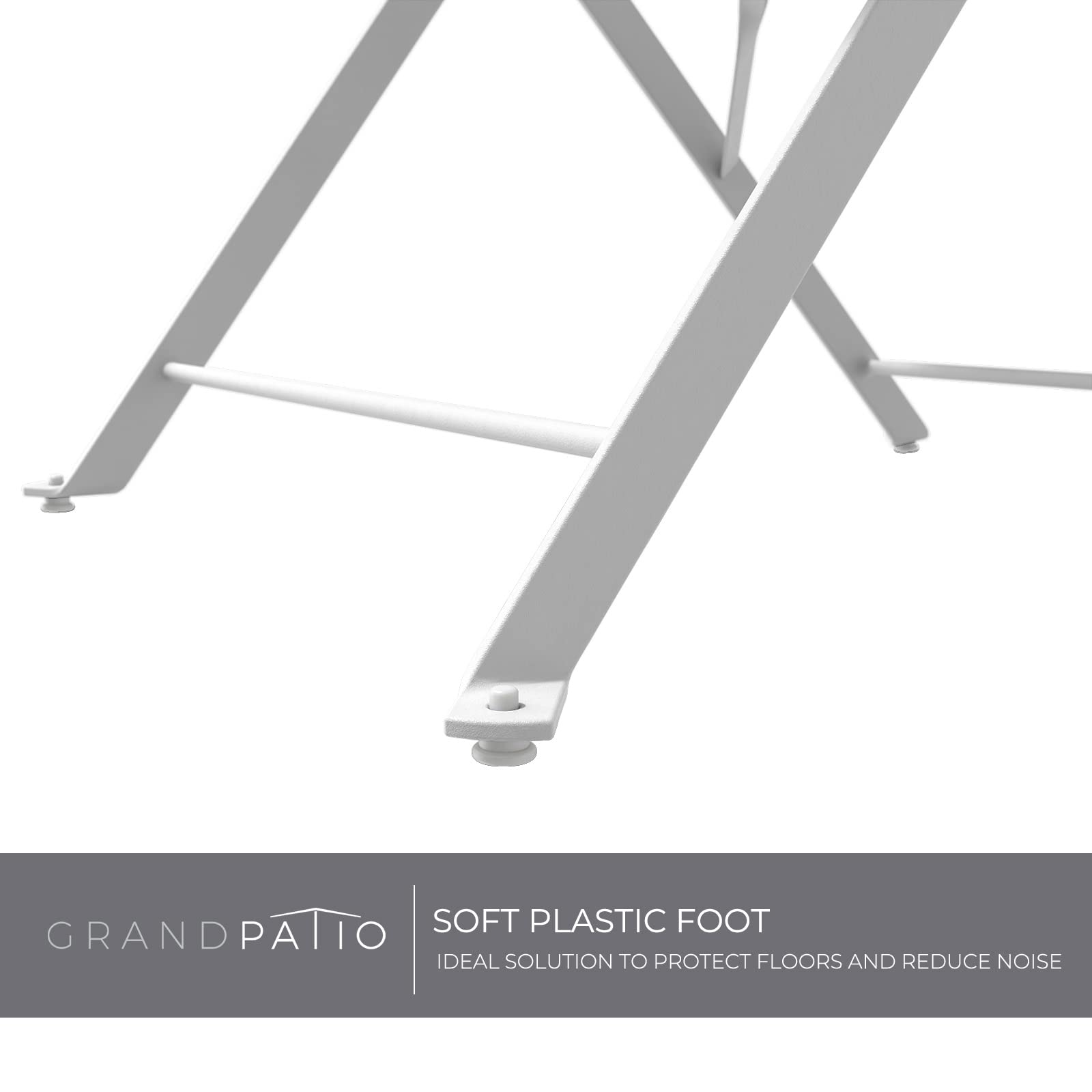 Grand Patio 3-Piece Bistro Set - Foldable Outdoor Dining Table & Chairs with Cushions, White Patio Furniture for Small Spaces, Balcony, Garden & Backyard - Perfect for Coffee, Breakfast & Relaxing Outdoors
