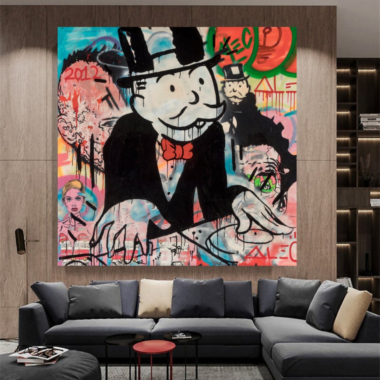 Alec Monopoly DJ Music Canvas Wall Art - Modern Pop Art Painting for Home & Office Decor - Perfect for Living Room, Bedroom, or Studio