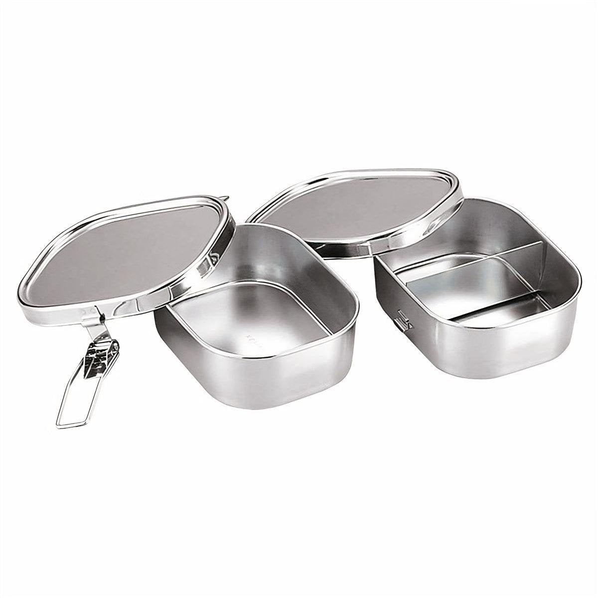 Aizawa 720ml Stainless Steel Two-Tier Bento Box - Leak-Proof Rectangular Lunch Container for Office, School & Picnics - Durable Japanese Style Meal Prep Box