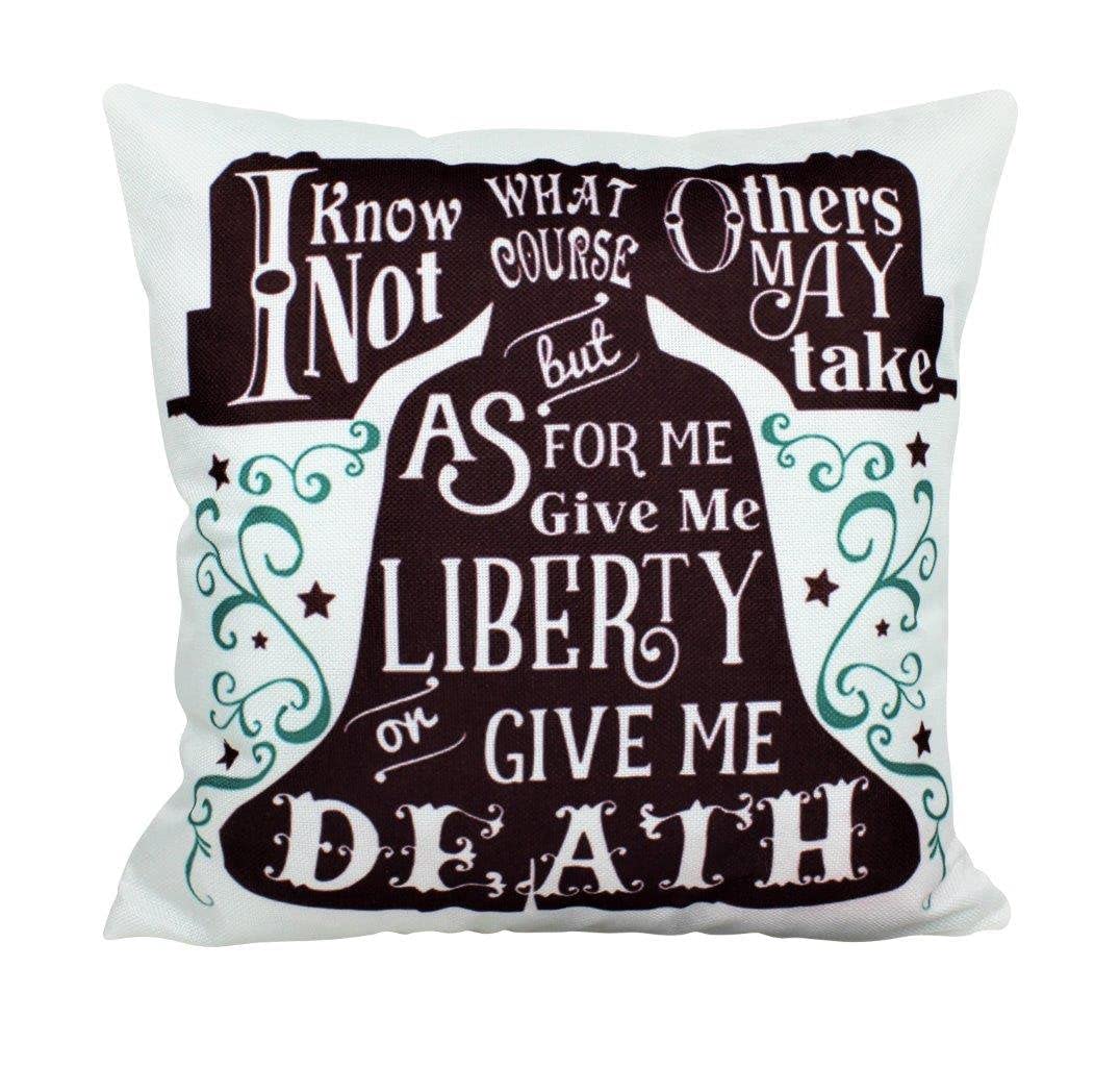 Give Me Liberty or Death Pillow Cover | Patriotic American Throw Pillow | Farmhouse & Home Decor | Freedom Themed Cushion Cover | Living Room & Bedroom Decor | Perfect for Independence Day & Americana Style Decorations