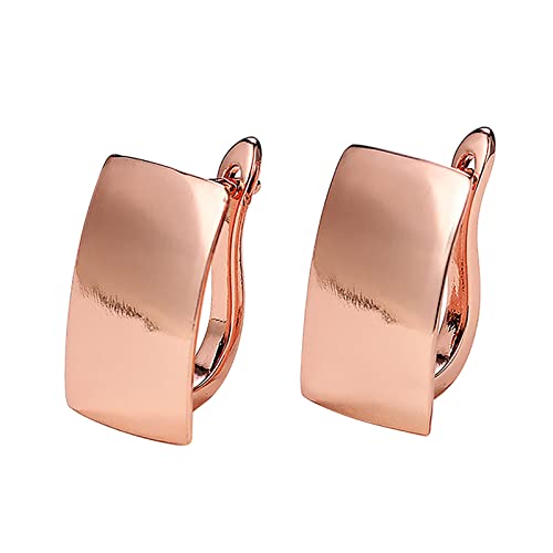 Luxury Fashion Rose Gold Rectangle Earrings for Women - Elegant Statement Jewelry Bulk (Rose Gold, One Size) - Perfect for Parties, Weddings & Special Occasions