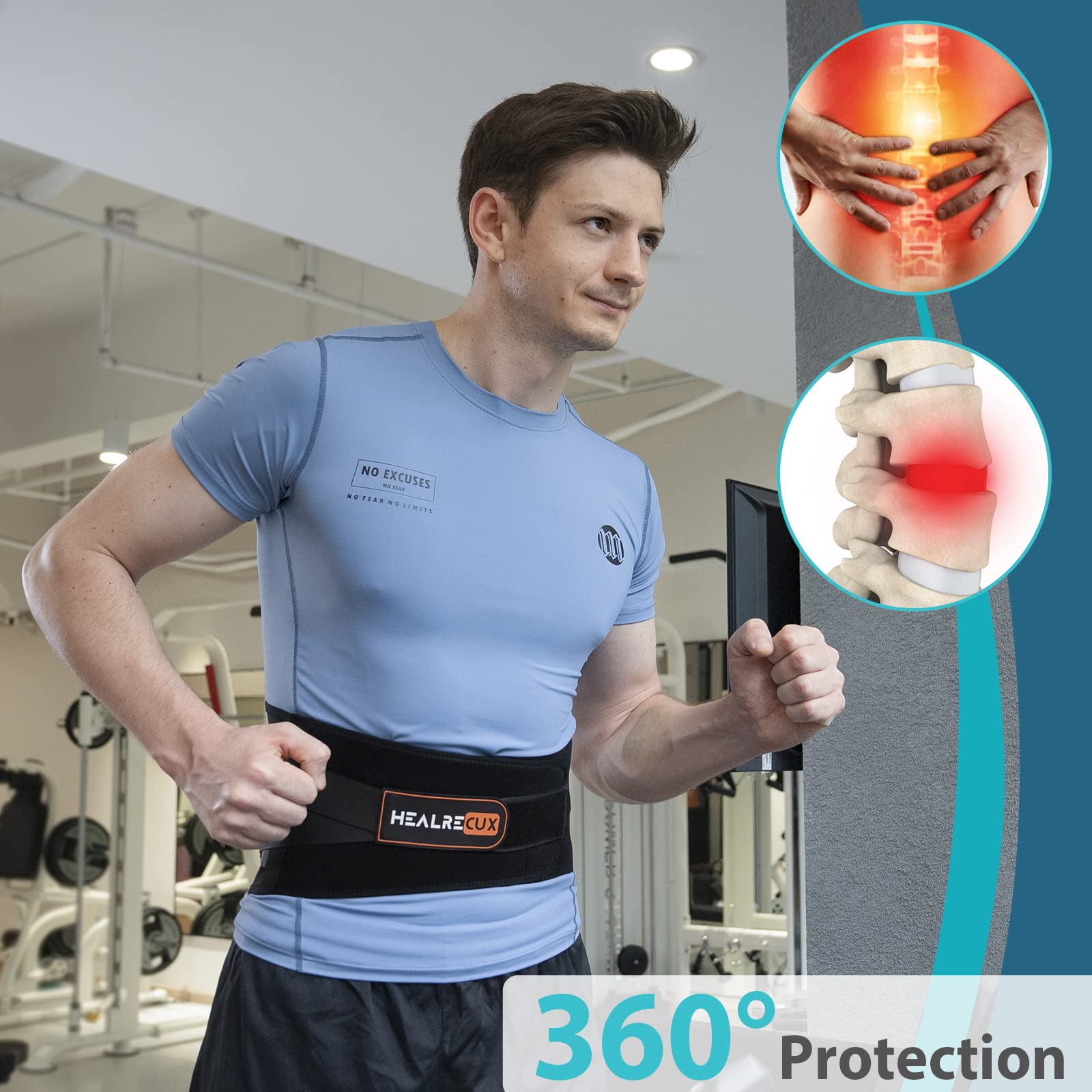 Premium Back Brace for Lower Back Pain Relief - Adjustable Lumbar Support Belt with 7 Stays for Men & Women - Sciatica, Herniated Disc & Scoliosis Support - Waist Size 53.1