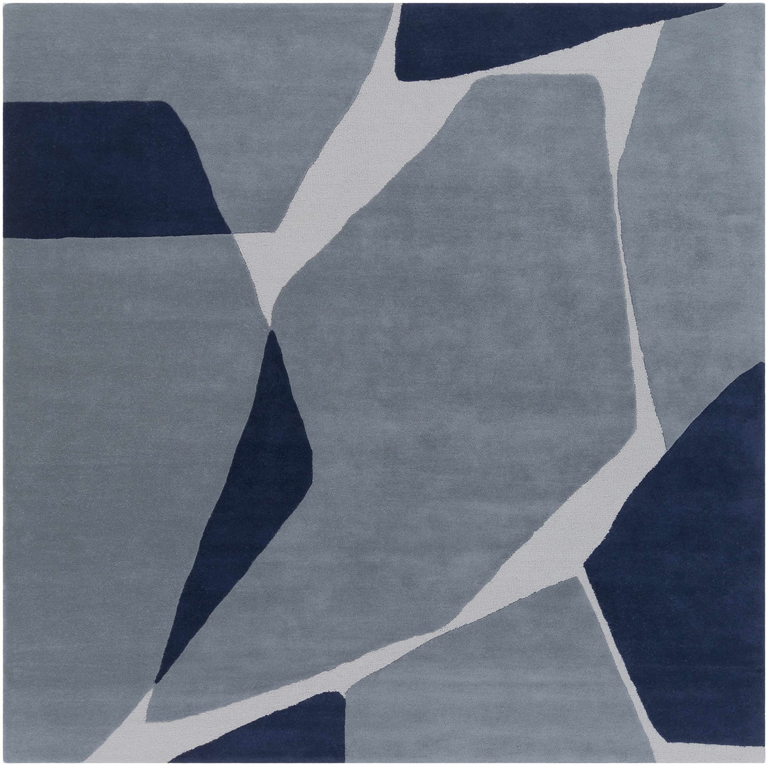 Modern Geometric Blue & Beige Wool Area Rug 6' x 9' - Perfect for Living Room & Bedroom Décor - Soft & Durable Hauteloom Robbins Rug for Cozy Home Atmosphere