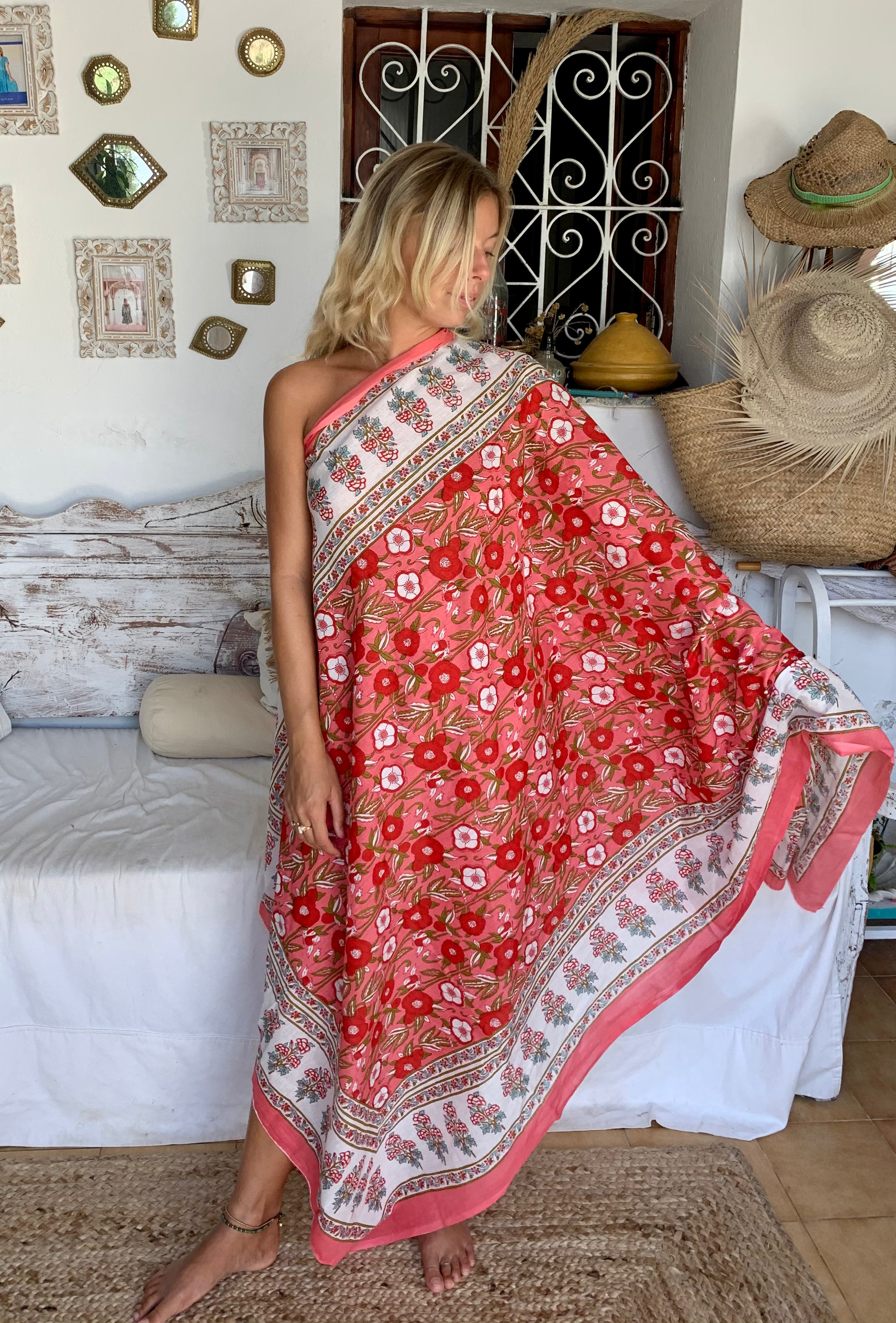 Premium Cotton Sarong Pareo - Stylish Beach Wrap & Shawl for Women - Summer Fashion Accessory for Beach, Pool, and Vacation Outfits