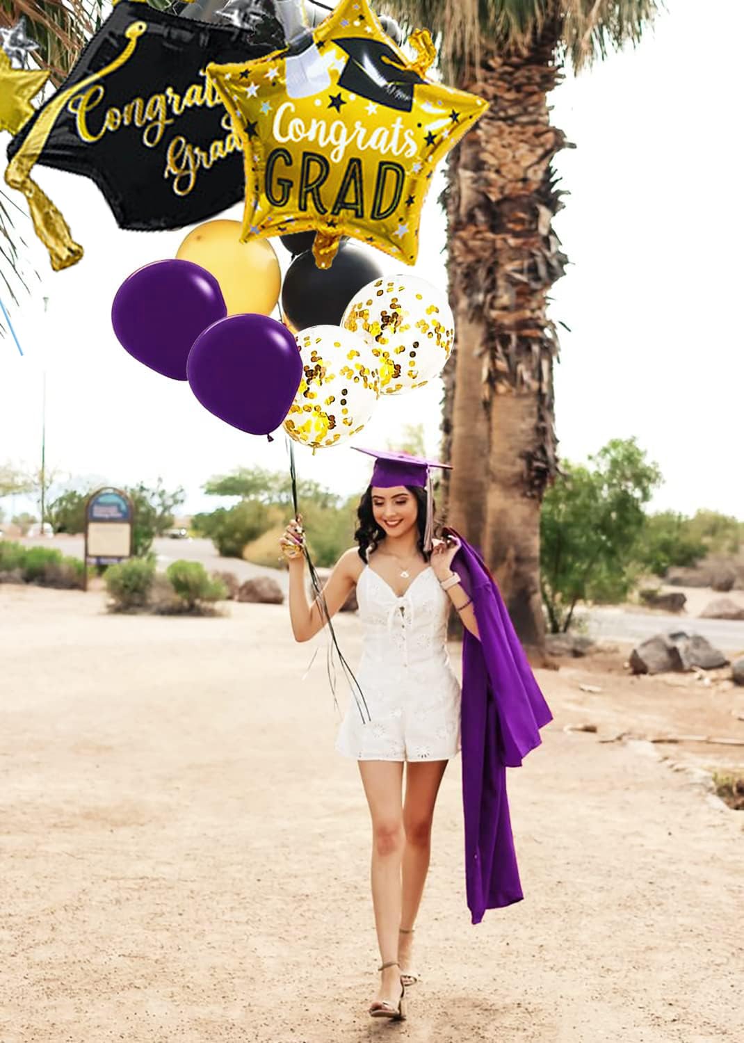 2025 Graduation Decorations Purple & Gold - NYU Graduation Party, Birthday, Wedding & Eid Mubarak Decorations - Elegant Purple Gold Balloons for Women's Celebrations - Perfect for Graduation Ceremonies, Birthday Parties & Special Events