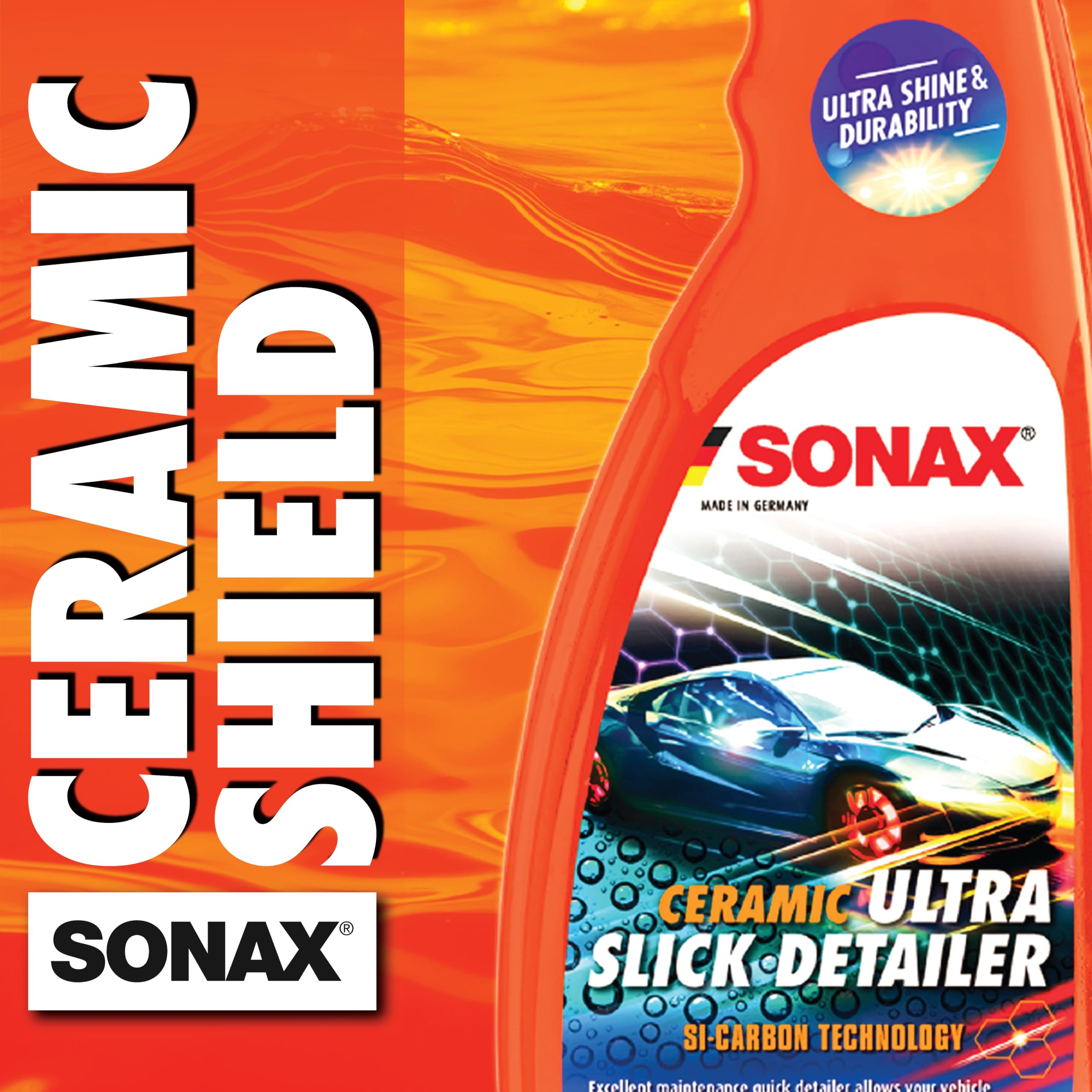 SONAX Ceramic Ultra Slick Detailer - Premium Ceramic Quick Spray for Cars, Si Carbon Ceramic Coating, High Gloss & Durable Protection (750ml/25.4 fl oz) - Perfect for Waterless Wash & Touch-Ups Between Car Washes