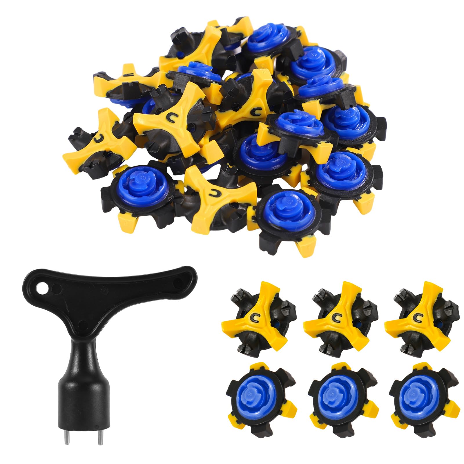 20pcs Golf Shoe Spikes Replacement with Wrench - Anti-Skid Cleats for Golf Shoes | Durable Golf Spikes Pins for Men & Women | Perfect for Golf Players & Enthusiasts on Wet or Slippery Courses