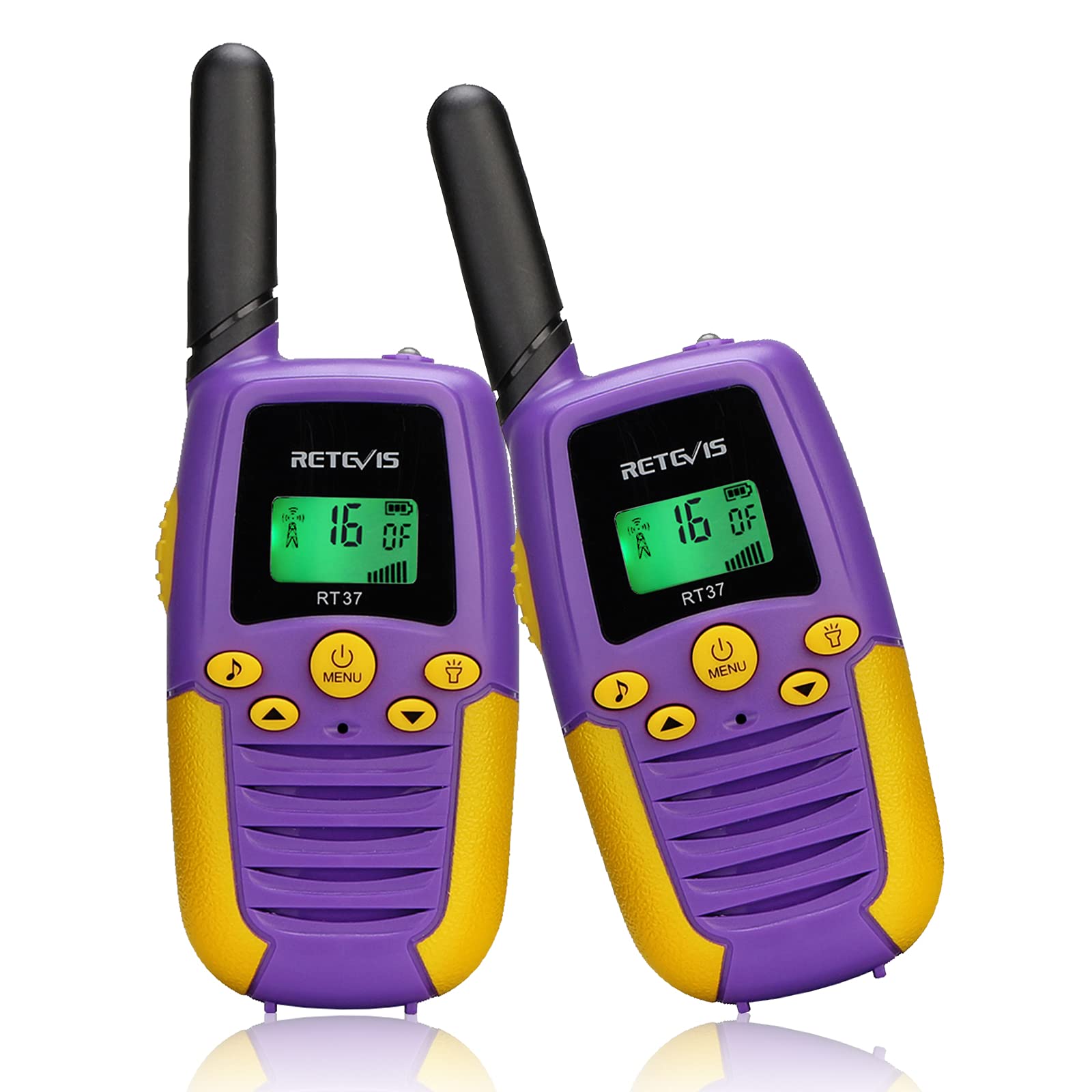 Retevis RT37 Kids Walkie Talkies - 22 Channel Toy Walkie Talkies with LED Flashlight for Boys & Girls Ages 6-12 | Best Gifts for Indoor & Outdoor Activities - Camping, Hiking, Family Games (Purple, 2 Pack)
