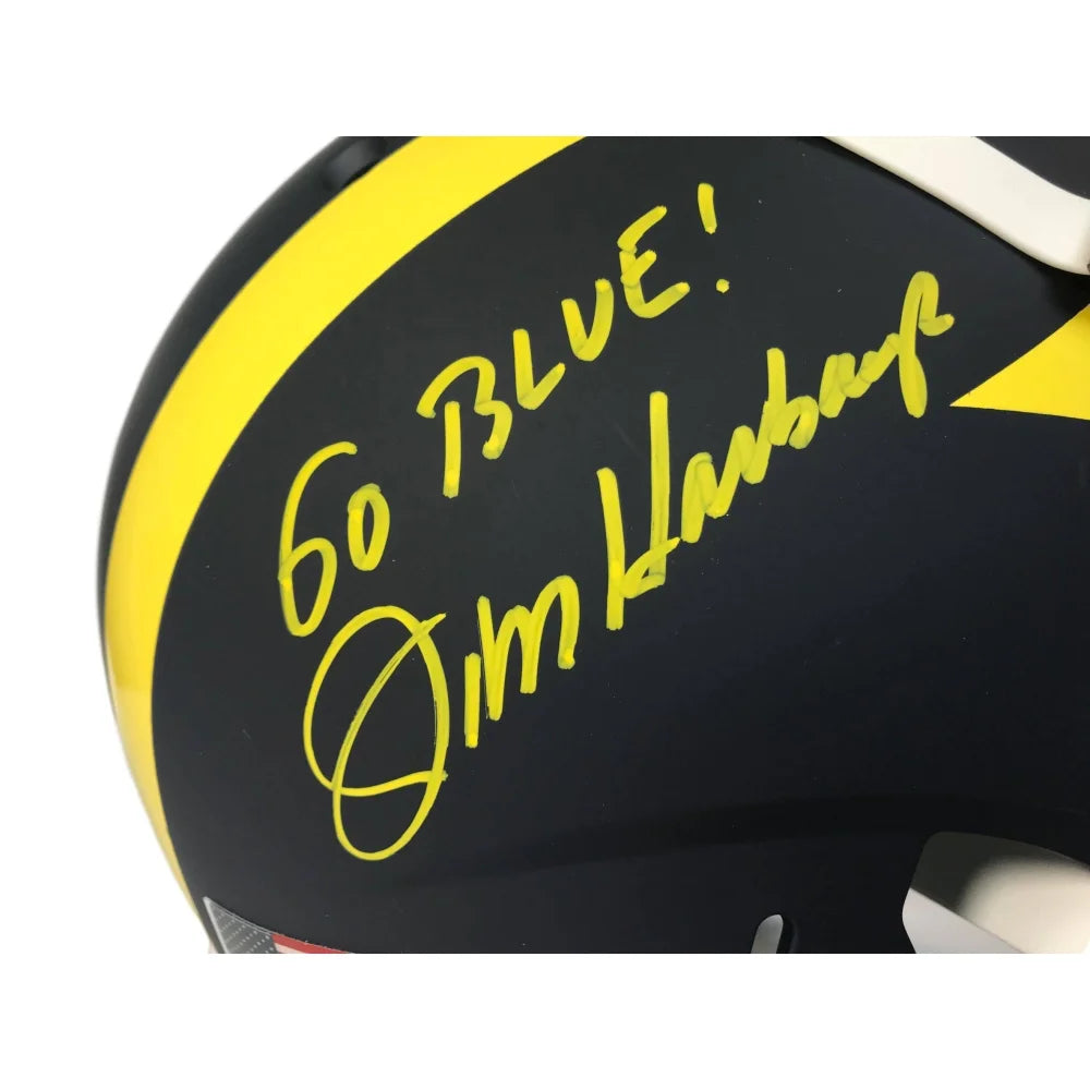 Jim Harbaugh Autographed Michigan Wolverines Football Helmet - Signed Authentic Matte Finish with 
