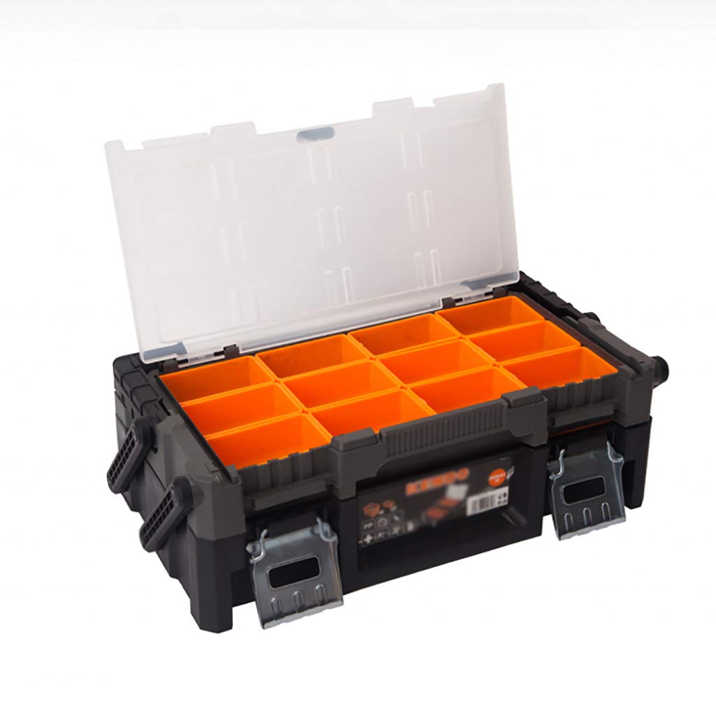 Wlik Heavy-Duty Plastic Contractor Tool Box with 18 Removable Compartments - Perfect for Organizing Screws, Nuts & Bolts | Ideal for Construction Sites, Workshops & DIY Projects