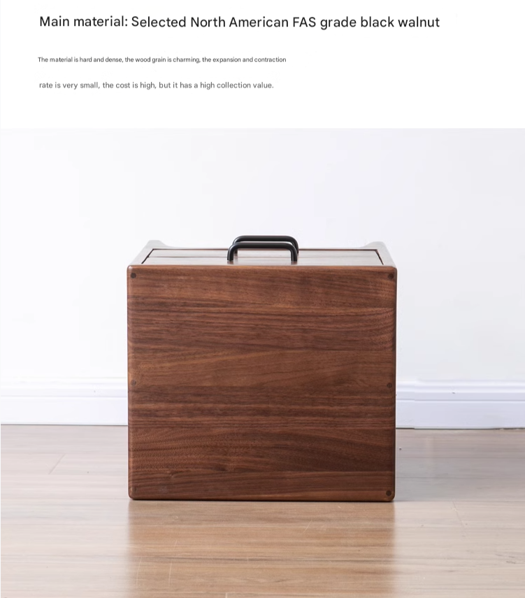 Premium Black Walnut Solid Wood Modern Nightstand - Stylish Bedside Table with Drawer for Bedroom, Living Room & Guest Room