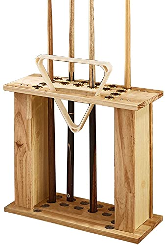 16-Slot Hardwood Billiard Cue Rack & Fishing Rod Holder - Solid Wood Floor Stand for Pool Cues, Perfect for Game Rooms, Bars, and Billiard Clubs - Durable Pool Table Accessory for Home and Commercial Use