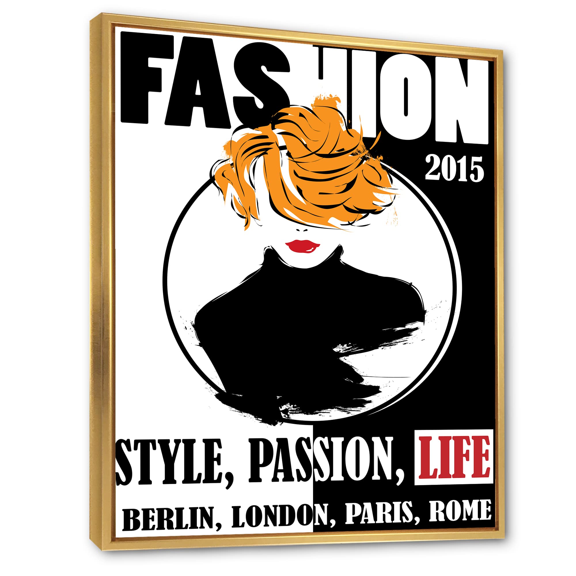 DesignQ Style Passion Life Fashion Girl V - Modern Framed Canvas Wall Art Print for Living Room, Bedroom & Office Decor | Trendy Home Wall Decorations