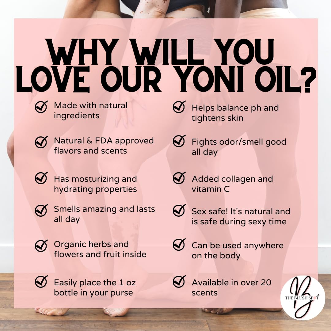 Organic Japanese Cherry Blossom Yoni Oil - Edible & Scented Intimate Oil for Women - 2oz Natural Lubricant for Sensual Massage & Aromatherapy - Promotes Odor Control & Feminine Wellness