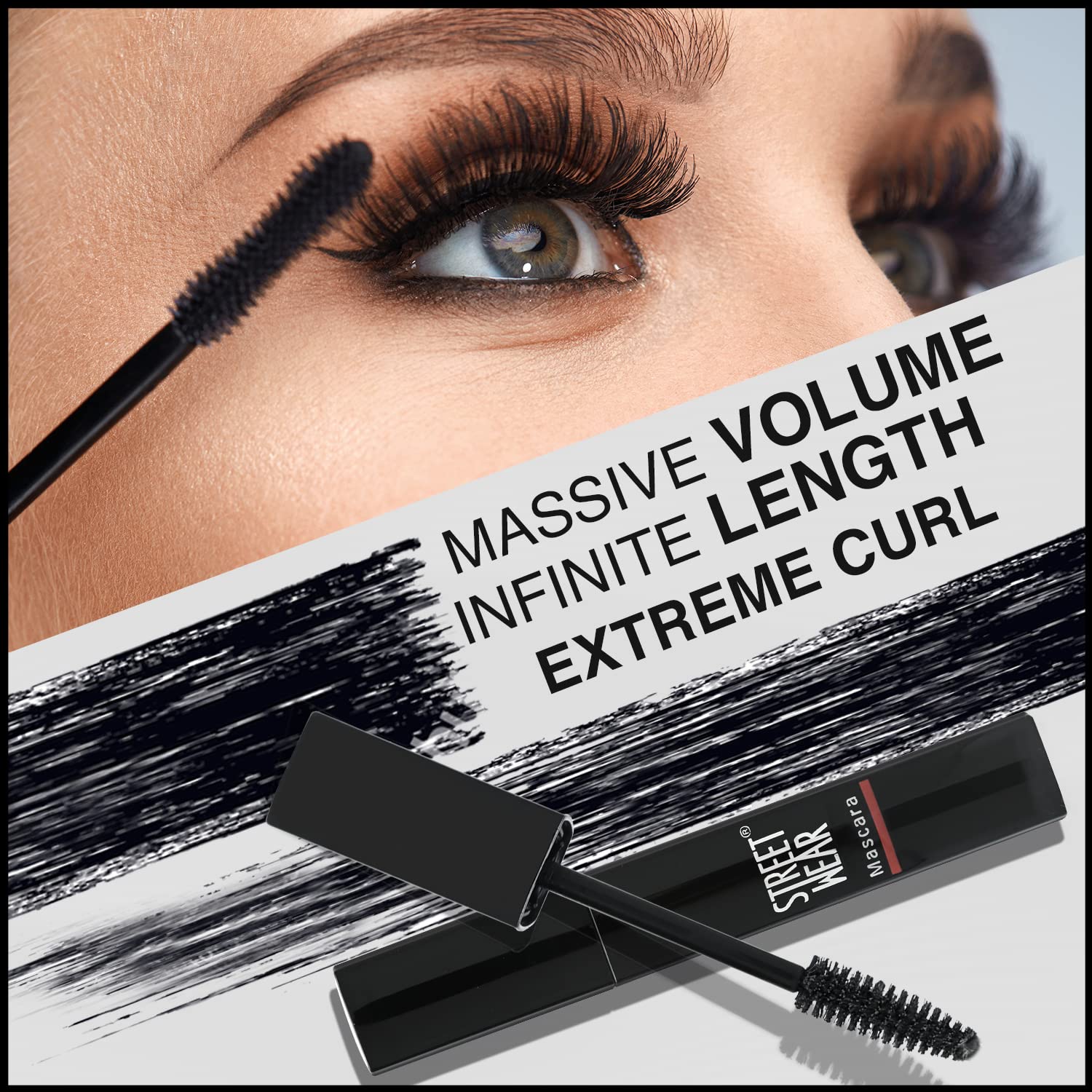 STREET WEAR Voluminous Lash Lift Mascara - KNIGHT BLACK | Non-Clumping, Flake-Free, Smudge-Proof & 100% Waterproof | Infused with Aloe Vera, Vitamin E & Panthenol | Perfect for Night Out, Date Night & Special Occasions