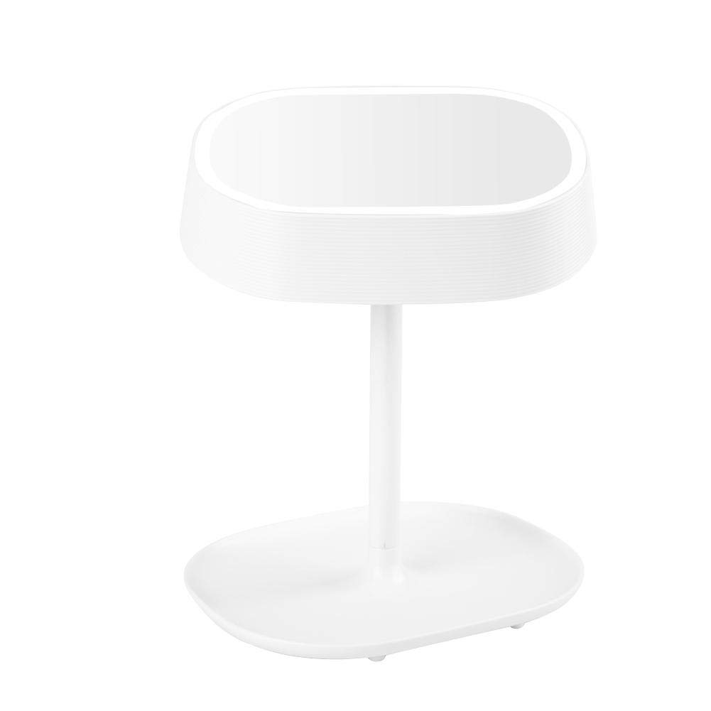 Akozon 2-in-1 LED Ring Light Makeup Mirror & Desk Lamp - Adjustable Rechargeable Dimmable Lighting for YouTube Live Stream, Makeup Studio, Photography, Selfie, Tattoo Artist - Perfect for Home Office & Beauty Salon (White)