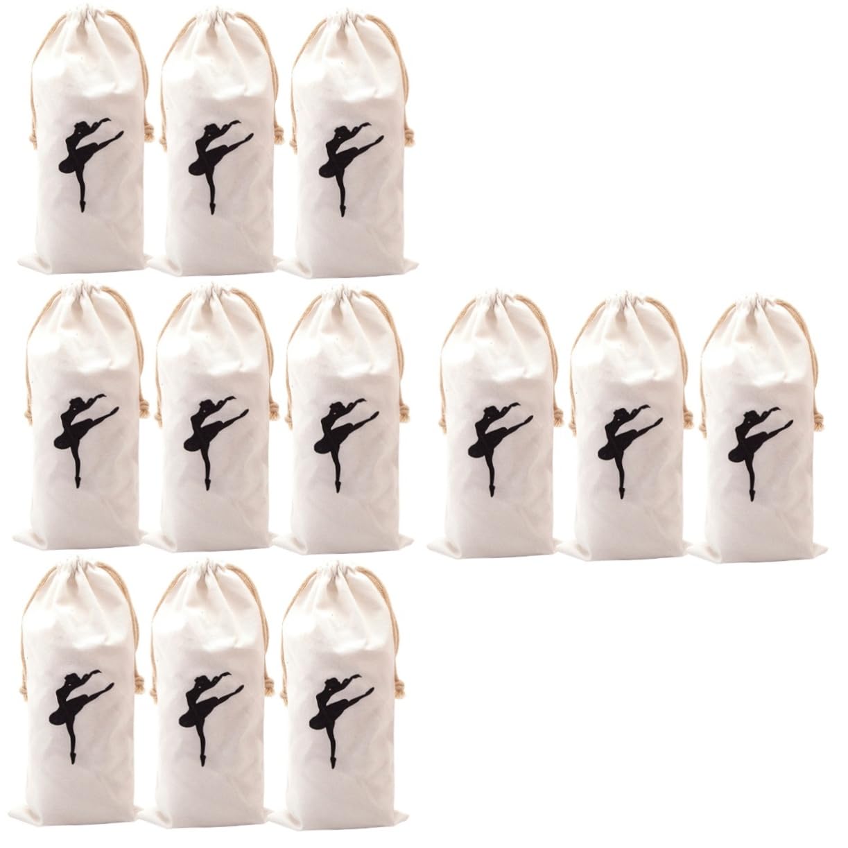 GAROZATION 12 Pack Cotton Ballet Shoe Bags - Breathable Dance Shoe Organizer for Sneakers & Ballet Shoes - Perfect for Dance Classes, Gym & Travel (Pink)