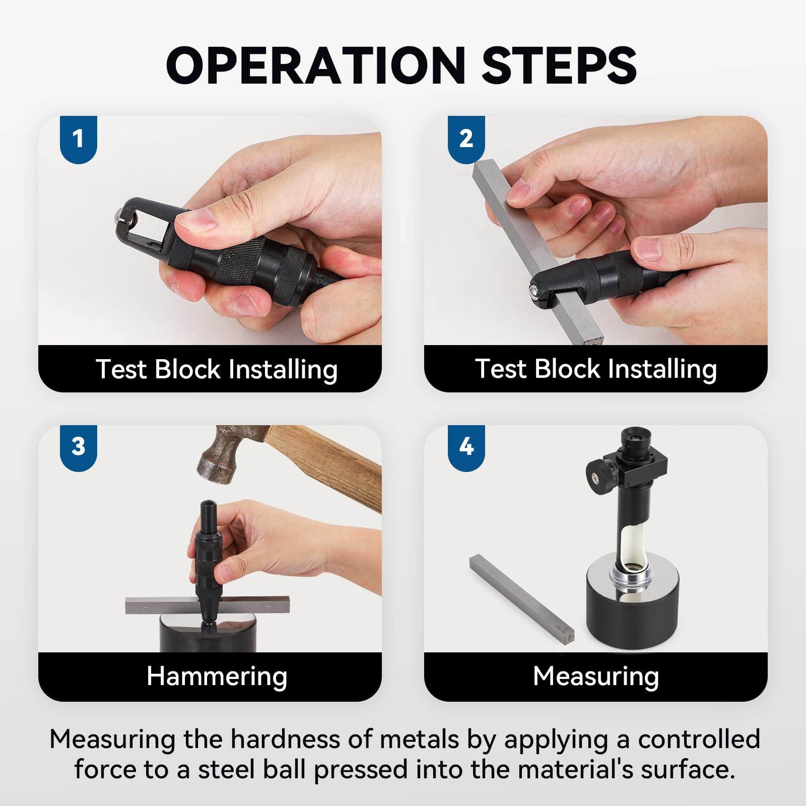 BAOSHISHAN Portable Brinell Hardness Tester with Digital Microscope - Metal & Casting Hardness Testing Kit w/5 Test Blocks - Ideal for On-Site Quality Control & Industrial Material Inspection