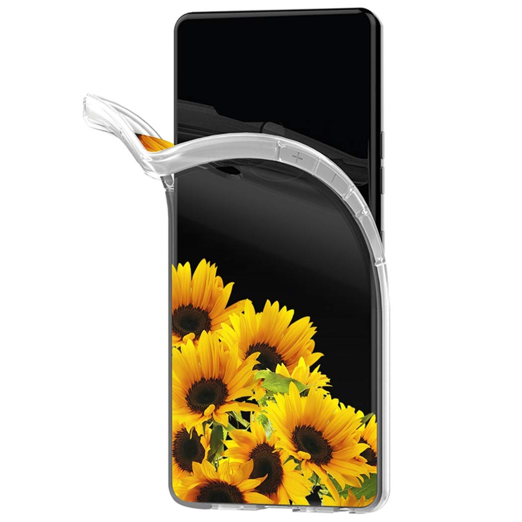Cute Clear Slim Shockproof Sunflower TPU Case for Samsung Galaxy S7 - Soft Flexible Protective Cover for Women & Girls - Perfect for Everyday Use, Work, and Travel