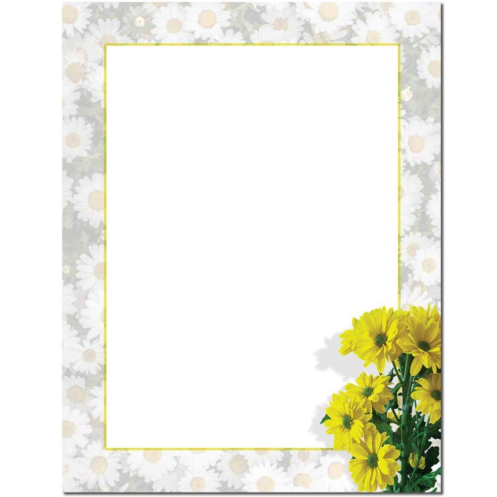 Premium Daisy Border Letterhead Paper - 25 Sheets for Laser & Inkjet Printers - Floral Stationery for Business Correspondence, Wedding Invitations & Elegant Letters
