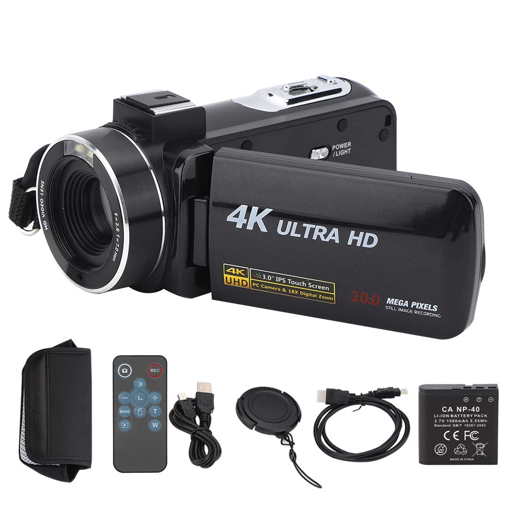 **Qiilu 4K Digital Video Camera with Anti-Shake, 18X Zoom & 3in IPS Touch Screen - HD Camcorder for Vlogging, Travel, and Family Recording**