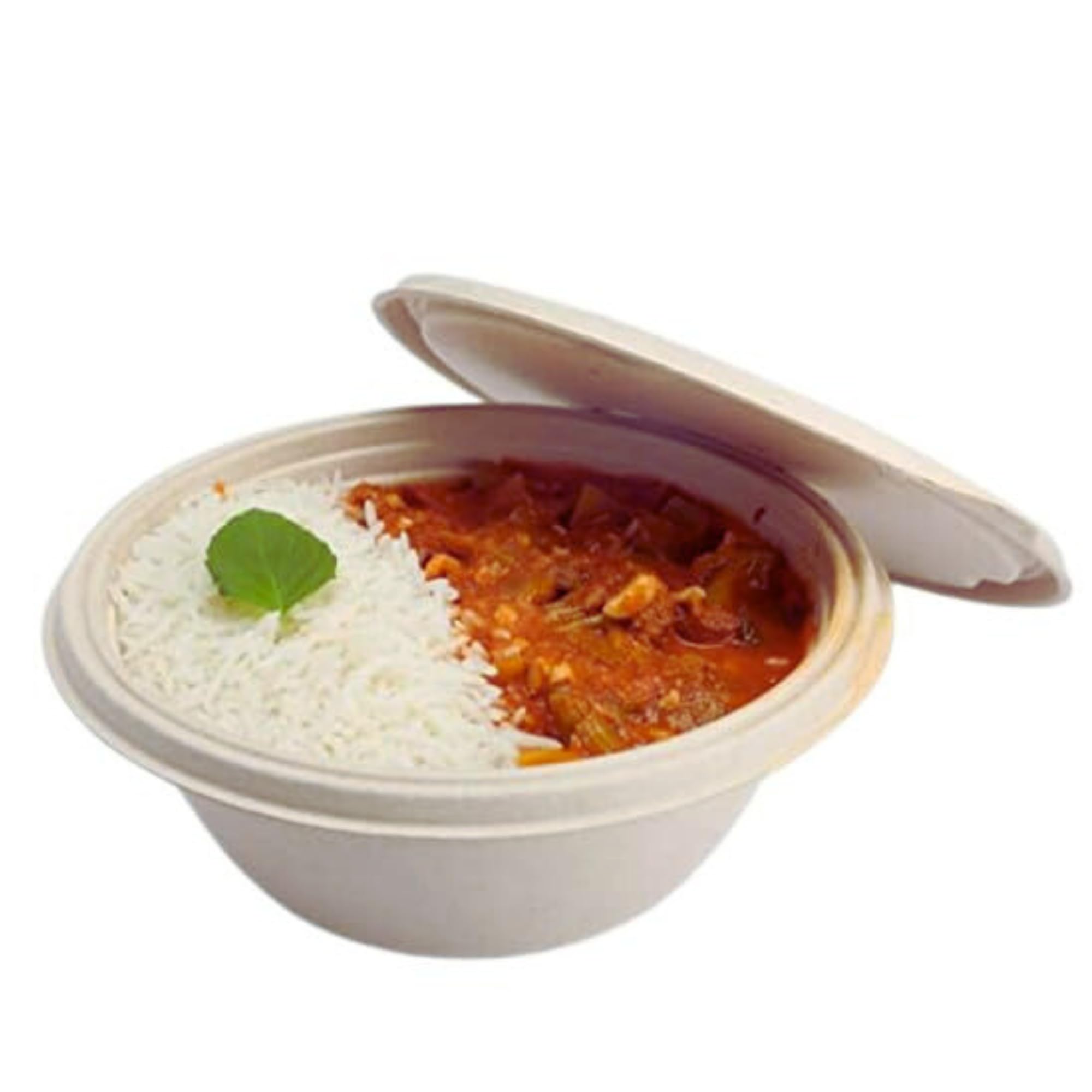 Eco-Friendly 750ml Sugarcane Bagasse Round Food Containers with Lid - 10 Pack | Biodegradable & Compostable Takeout Containers for Restaurants, Picnics, and Meal Prep
