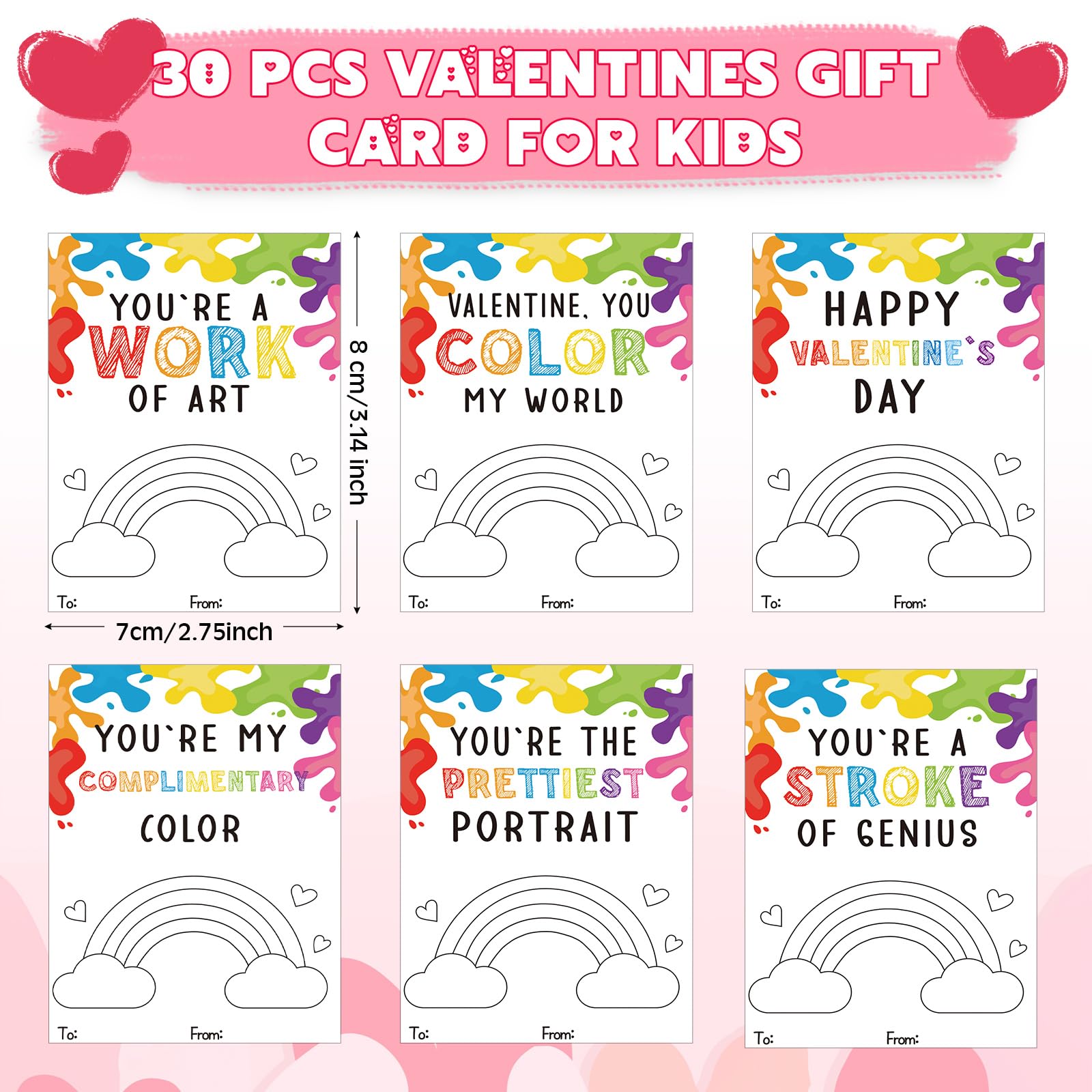 Sabary 24 Sets Kids Valentine's Day Art Gift - Watercolor Painting Kit with Wooden Easel, Canvas Panels & Brushes | Perfect for Classroom Gifts, Art Parties & DIY Valentine Crafts