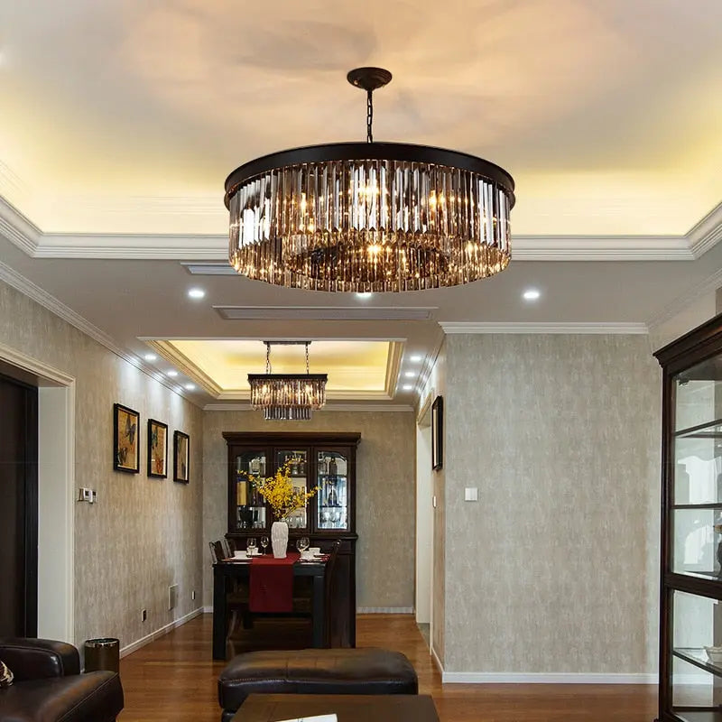 Lucinda Black Crystal Chandelier - Elegant Modern Ceiling Light Fixture for Dining Room, Bedroom & Living Room Decor