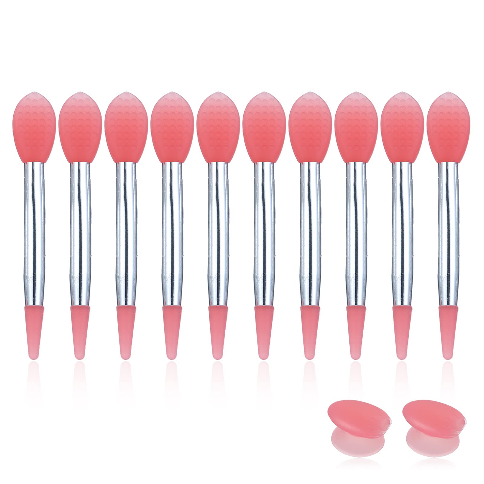 Homgee 10-Piece Silicone Lip Brush Set - Small Makeup Brushes for Lipstick Application with 2 Anti-Loss Covers - Perfect for Lip Care, Makeup Artists & Travel Kits