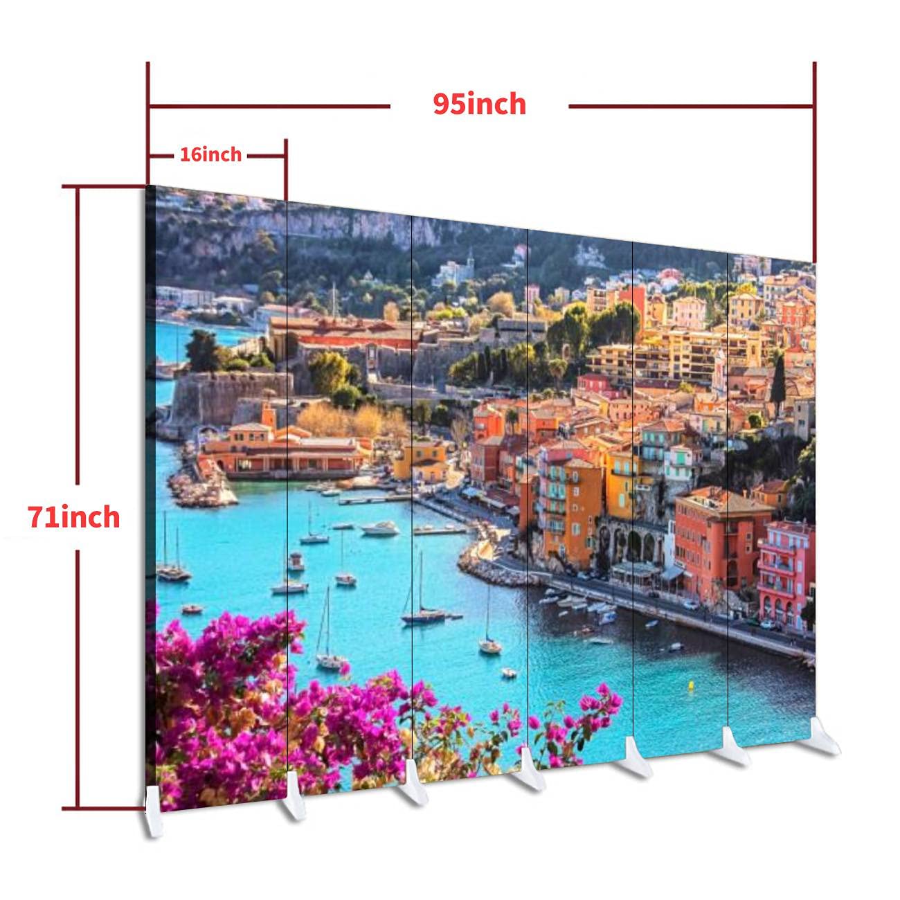 Wooden Room Divider - 6-Panel Folding Privacy Screen with Canvas Design, Dual-Sided Wall Partition for Home & Office | Indoor Display Shelves | Perfect for Living Rooms, Bedrooms, and Studio Spaces