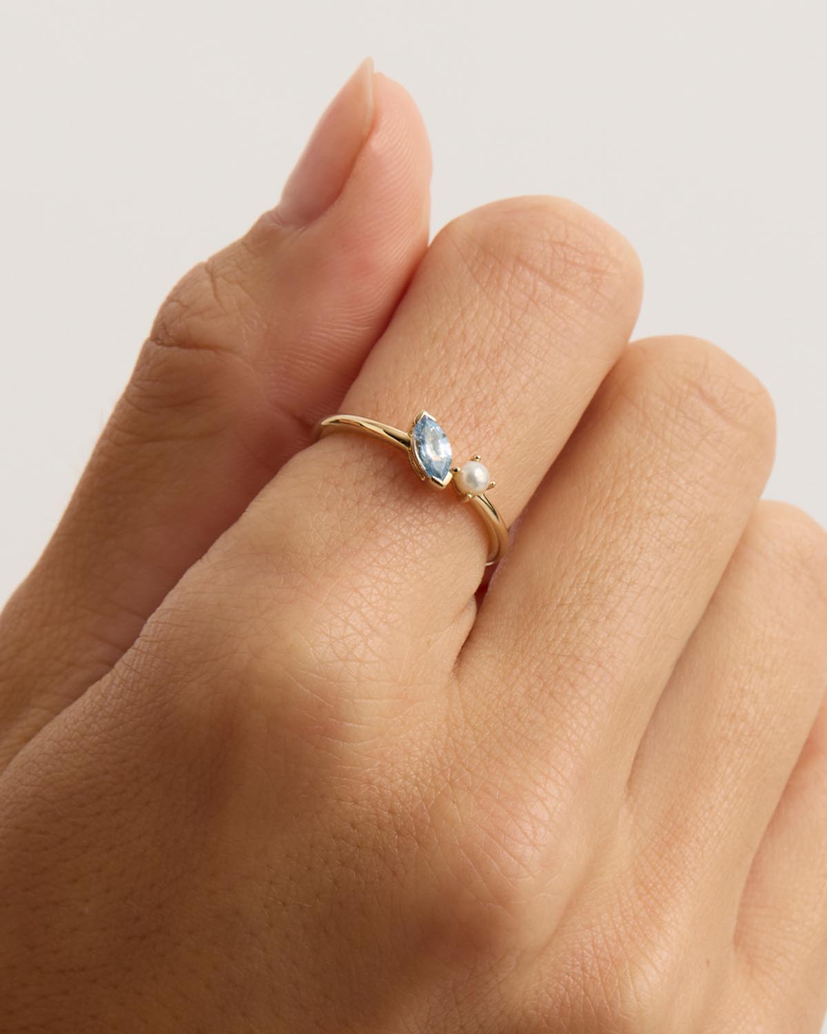 14K Solid Gold Into The Blue Ring - Elegant Dainty Stackable Ring for Women, Perfect for Everyday Wear, Anniversary Gifts & Special Occasions