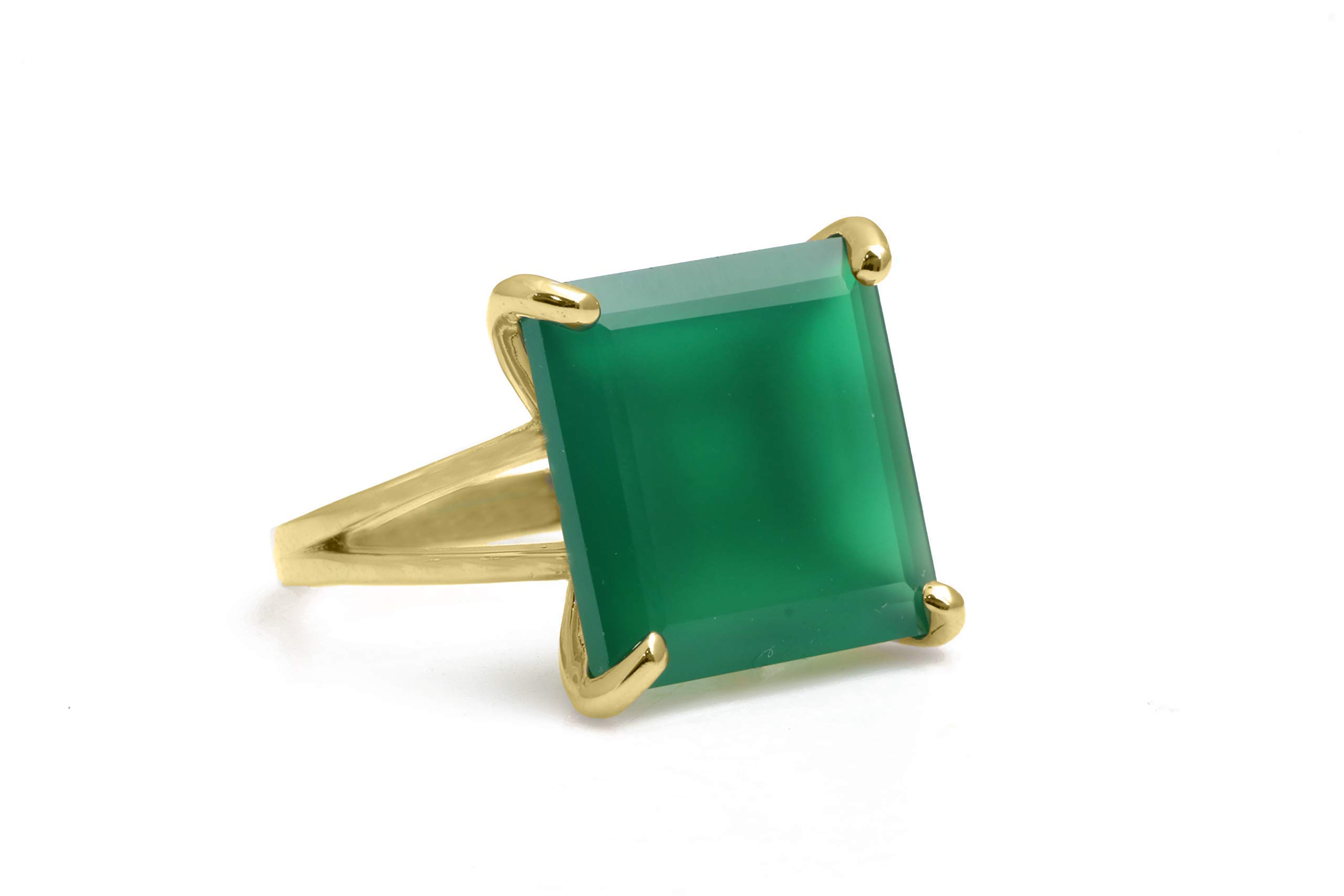 Elegant Green Onyx Rhodium Plated Silver Statement Ring | Handmade Gemstone Jewelry for Women | Perfect for Weddings, Parties & Unique Engagement | Fashion Accessory Gift in All Sizes with Gift Box