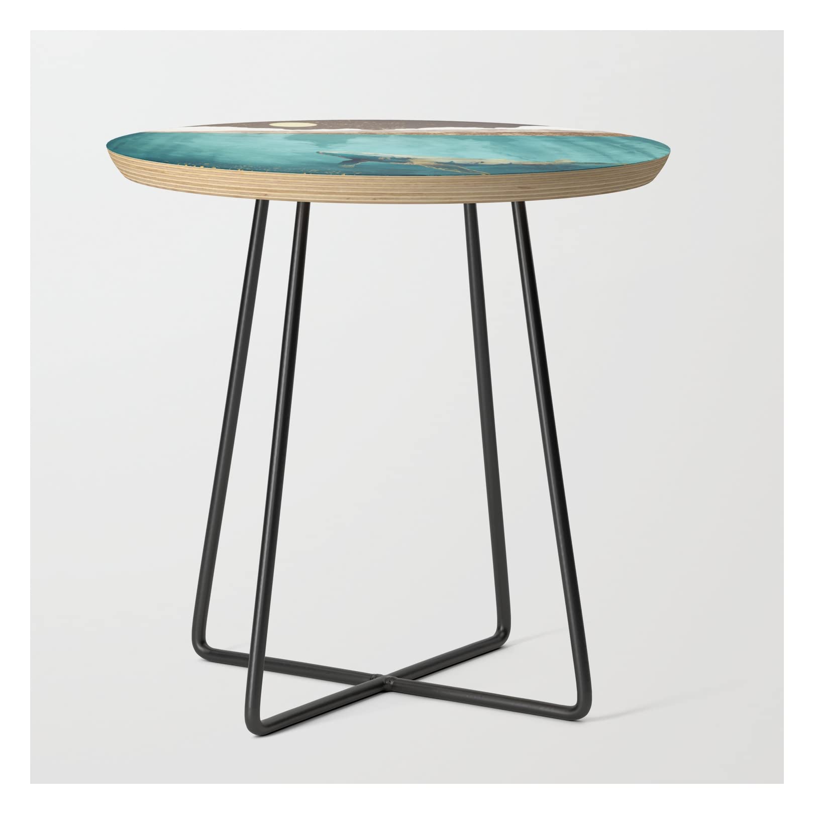 Spacefrogdesigns Black Round Side Table - Modern Nightstand with Unique Light Beneath Design - Perfect for Bedroom, Living Room & Small Spaces