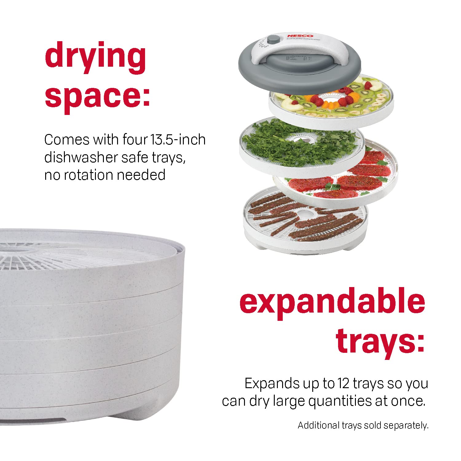 Nesco FD-60 Snackmaster Express Food Dehydrator - 4 Stainless Steel Trays (13.5
