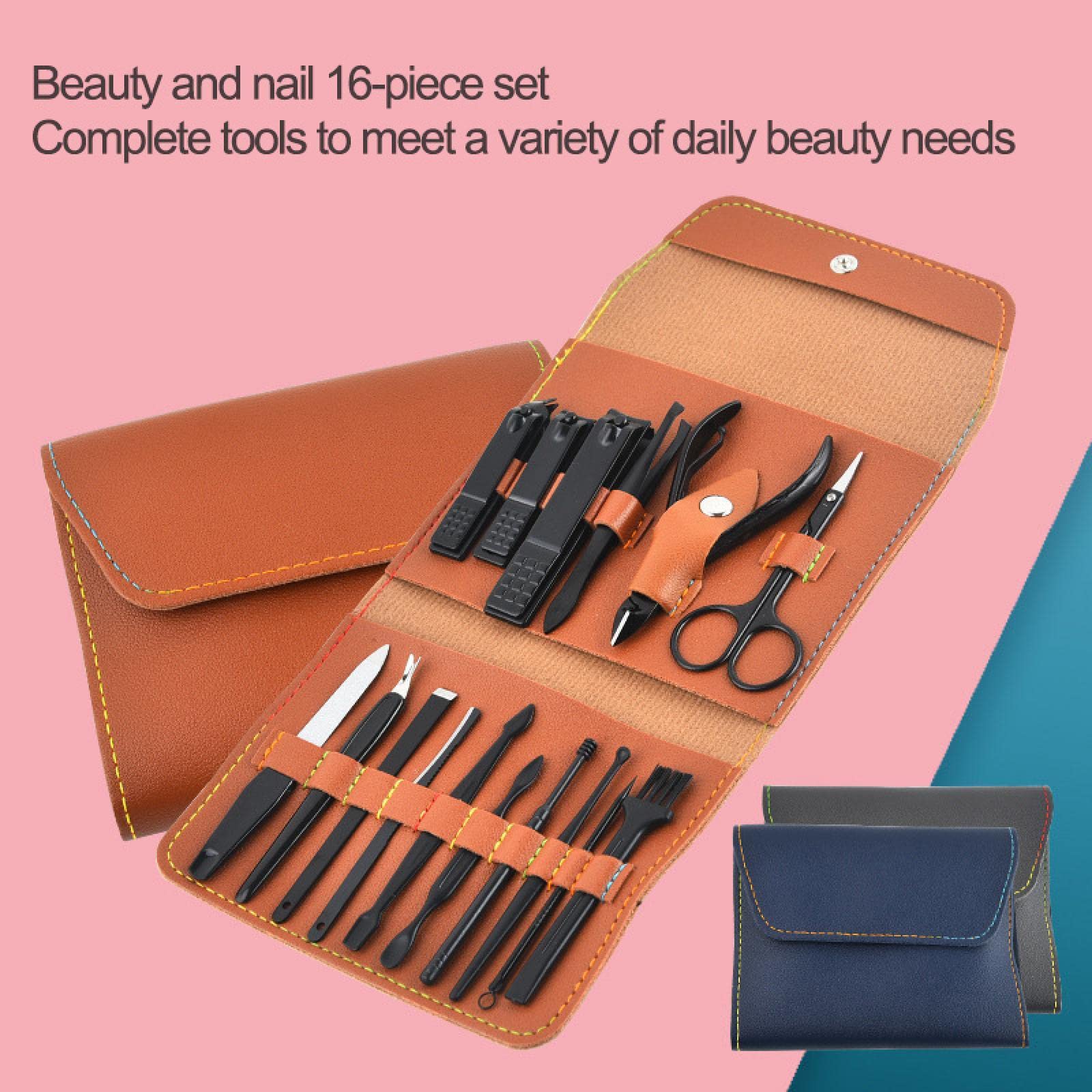 12-Piece Pink Multifunctional Nail Clipper Set with Leather Case - Travel & Home Nail Care Kit for Manicure, Pedicure & Facial Care | Perfect for Travel, Gifts & Daily Grooming