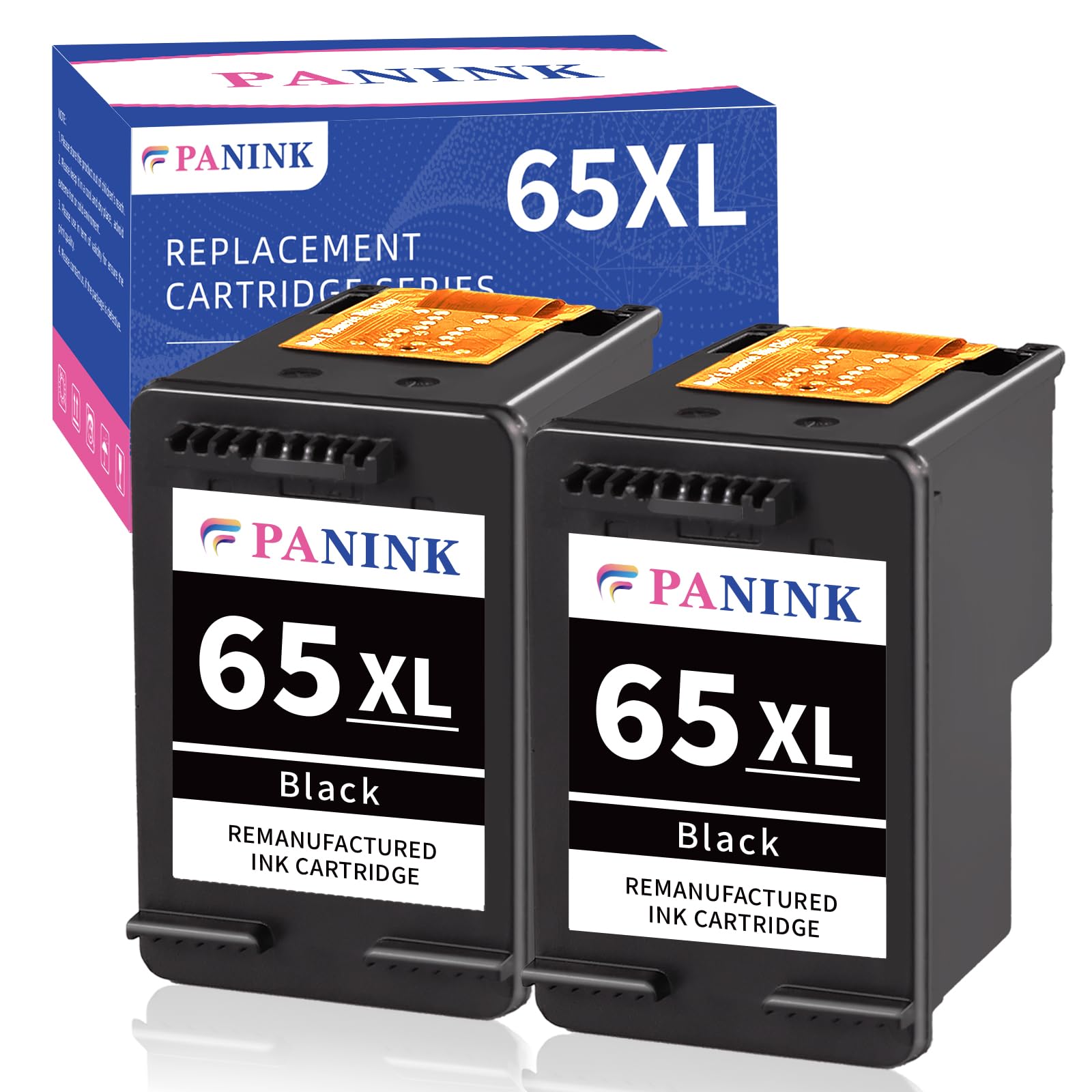 Remanufactured HP 65XL Black Ink Cartridge (2-Pack) - Compatible with HP 3755, 3752, 2655, 3722, 3758, 2652, 5055, 5052, 5058 Printers - High-Quality Replacement for Home & Office Printing Needs