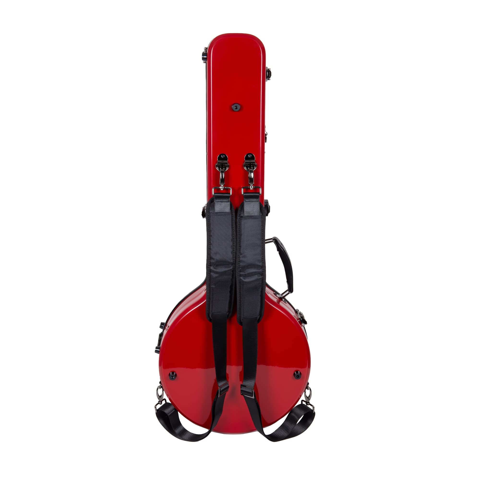Crossrock Fiberglass Banjo Case for Mastertone & Most 5-String Banjos - Padded Straps, Interior Storage, Adjustable Padding & TSA Lock - Durable Protection for Travel & Performances - Red