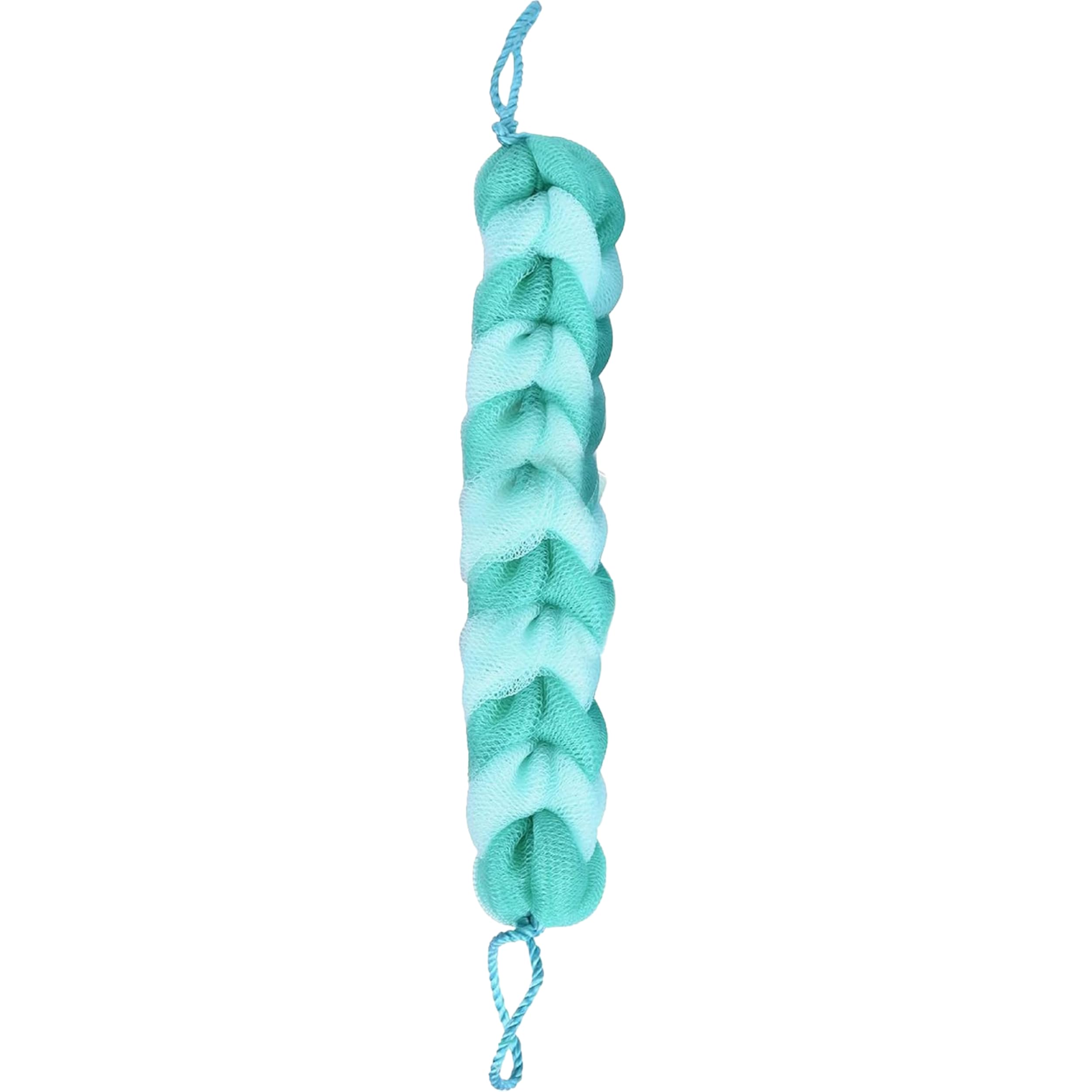 Exfoliating Bath Loofah Scrubber with Rope Handles - Long Stretch Shower Back Sponge for Deep Cleansing | Mesh Body Scrubber for Men & Women | Perfect for Exfoliation & Skin Renewal | Ideal for Shower, Spa & Daily Body Care (Green)