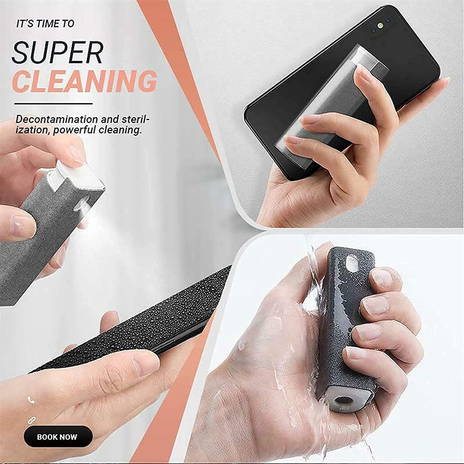 Touchscreen Mist Cleaner & Fingerprint-Proof Screen Cleaner Spray - Safe for Phones, Laptops & Tablets - 2-in-1 with Microfiber Cloth (Gray) - Perfect for Home, Office & Travel Use