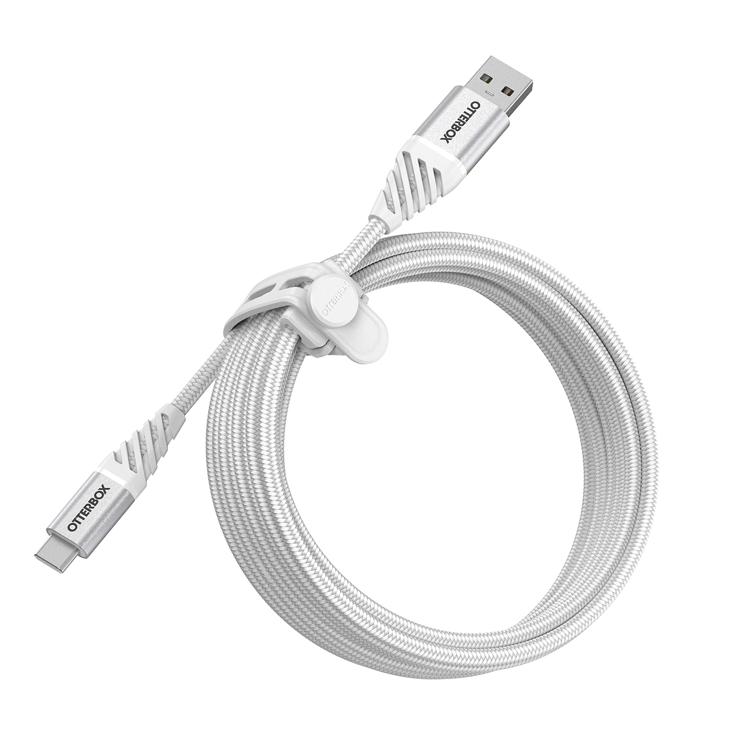 OtterBox Premium USB-A to USB-C Fast Charging Cable 3M/10ft - Durable Nylon Braided, High-Speed Data Sync for iPhone 15/14/13, Samsung Galaxy, iPad, MacBook - Perfect for Home, Office & Travel Charging (Cloud White)