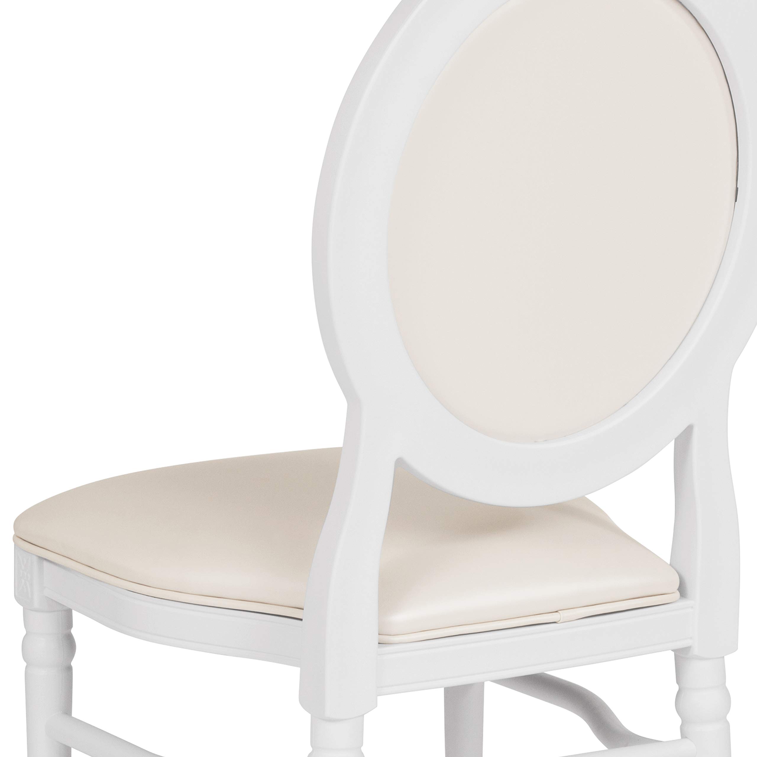 Flash Furniture HERCULES Series 900 lb Capacity King Louis Chair - Heavy Duty White Vinyl Upholstered Seat & Back with Sturdy White Frame - Perfect for Office, Conference Room, or Home Decor