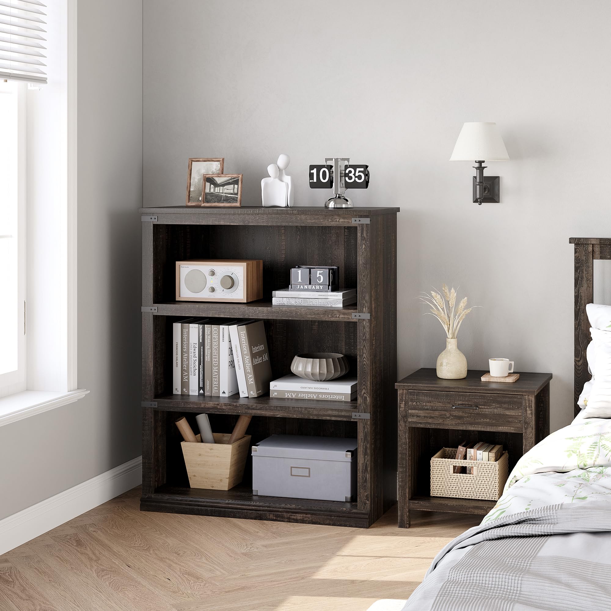 GARVEE 3-Tier Farmhouse Bookcase with Storage - 40