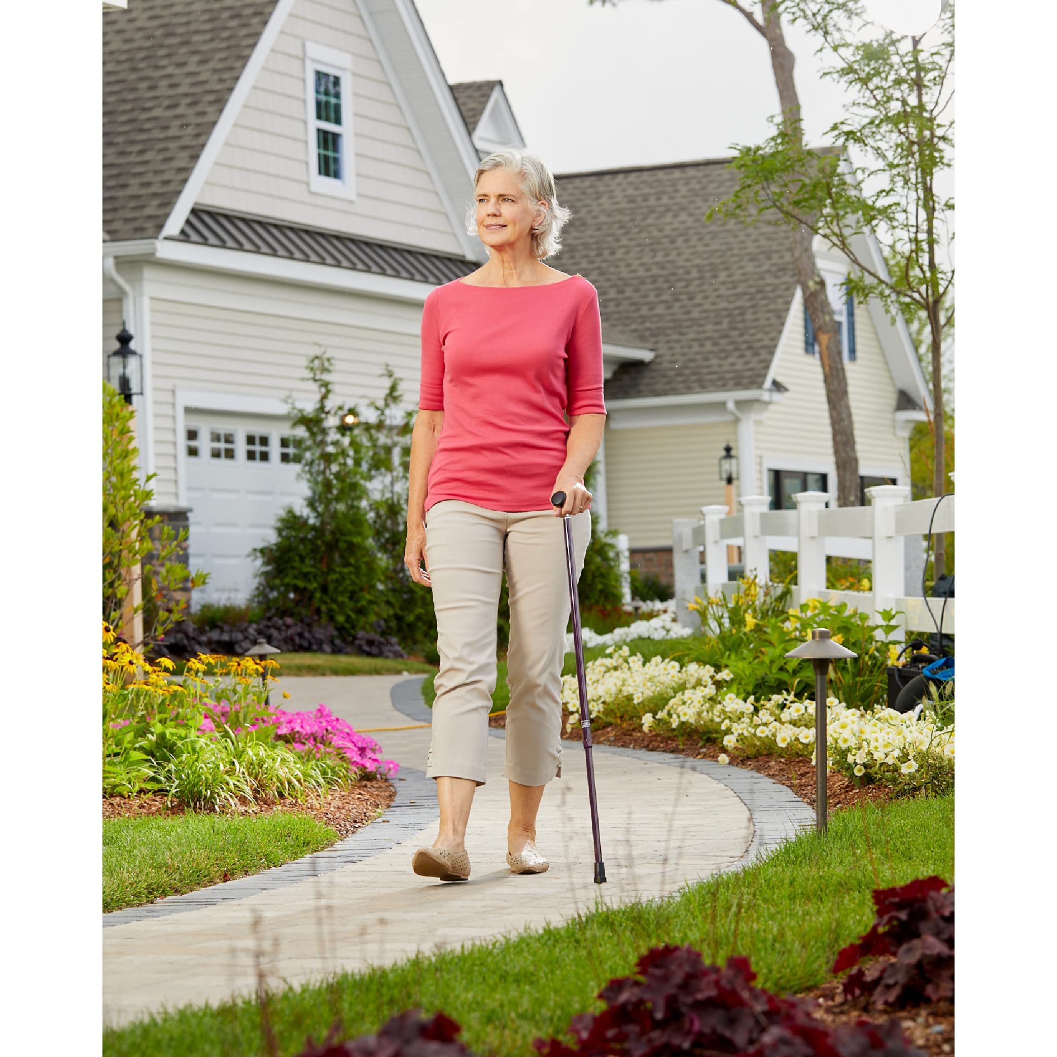 Carex Health Brands Ergonomic Comfort Walking Cane with Extra Cushioned Grip - Light Gray (FGA51100 0000) | Ideal for Seniors & Mobility Support for Daily Walks & Outdoor Activities