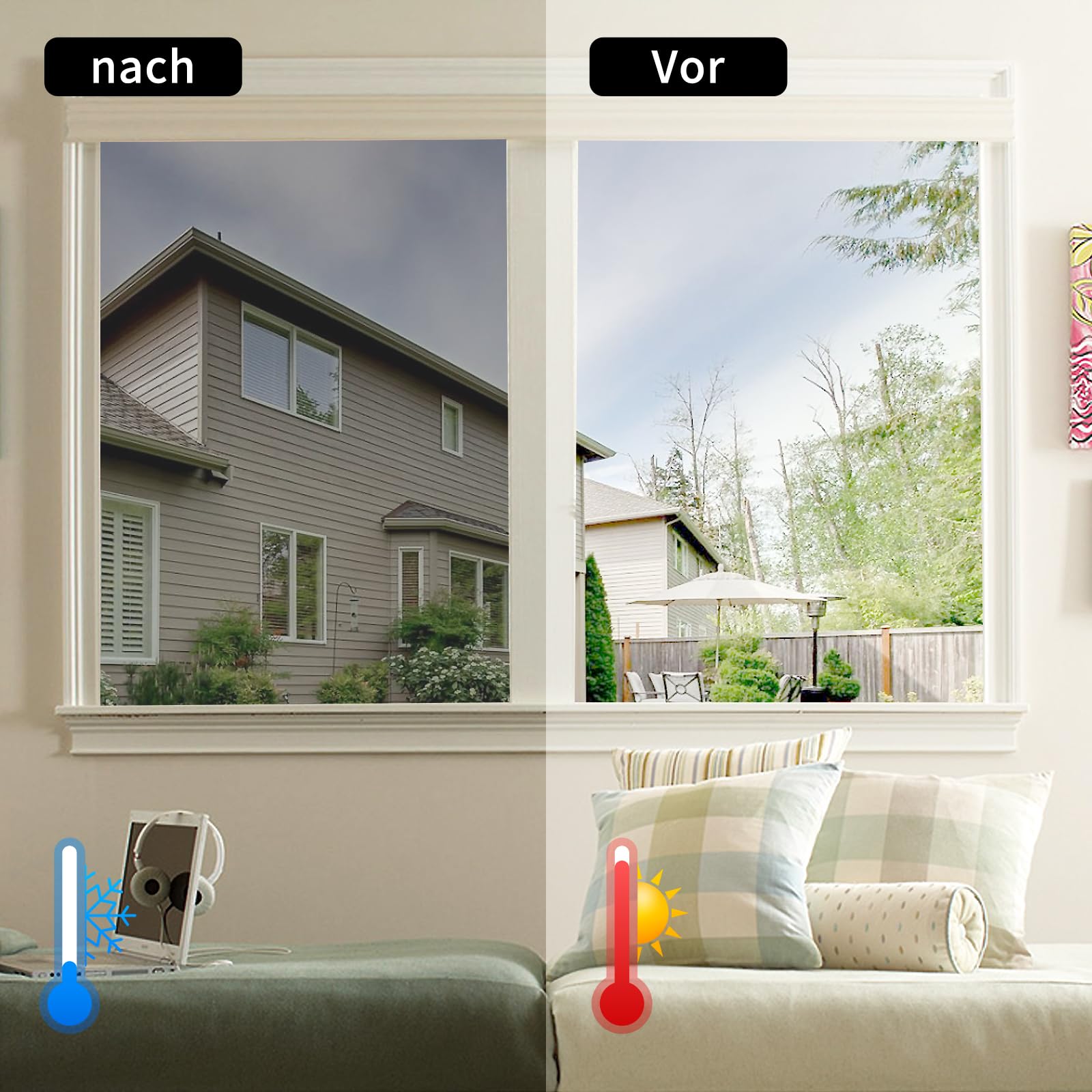 Filmgoo One Way Mirror Window Privacy Film - Black Silver UV Heat Control & Sun Block Reflective Vinyl (35.4