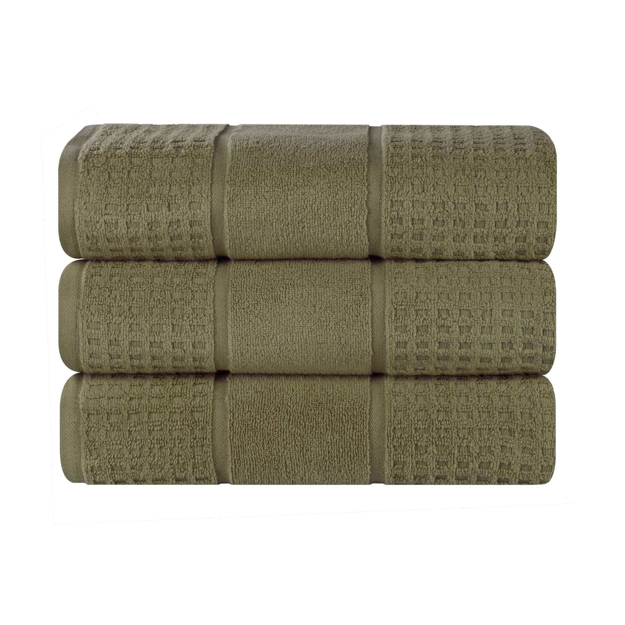 Premium Zero Twist Cotton Waffle Bath Towels - Ultra Soft & Absorbent Honeycomb Weave - Set of 3 for Spa, Bathroom & Beach Use